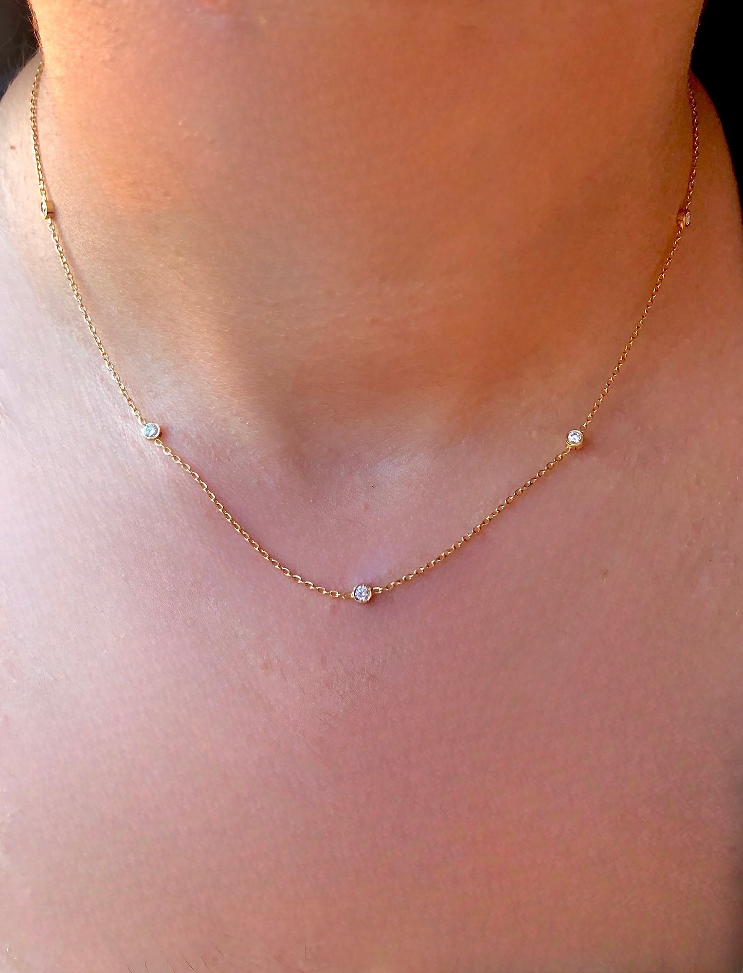 Dainty 18k solid gold diamond necklace | Ella Creations Jewelry