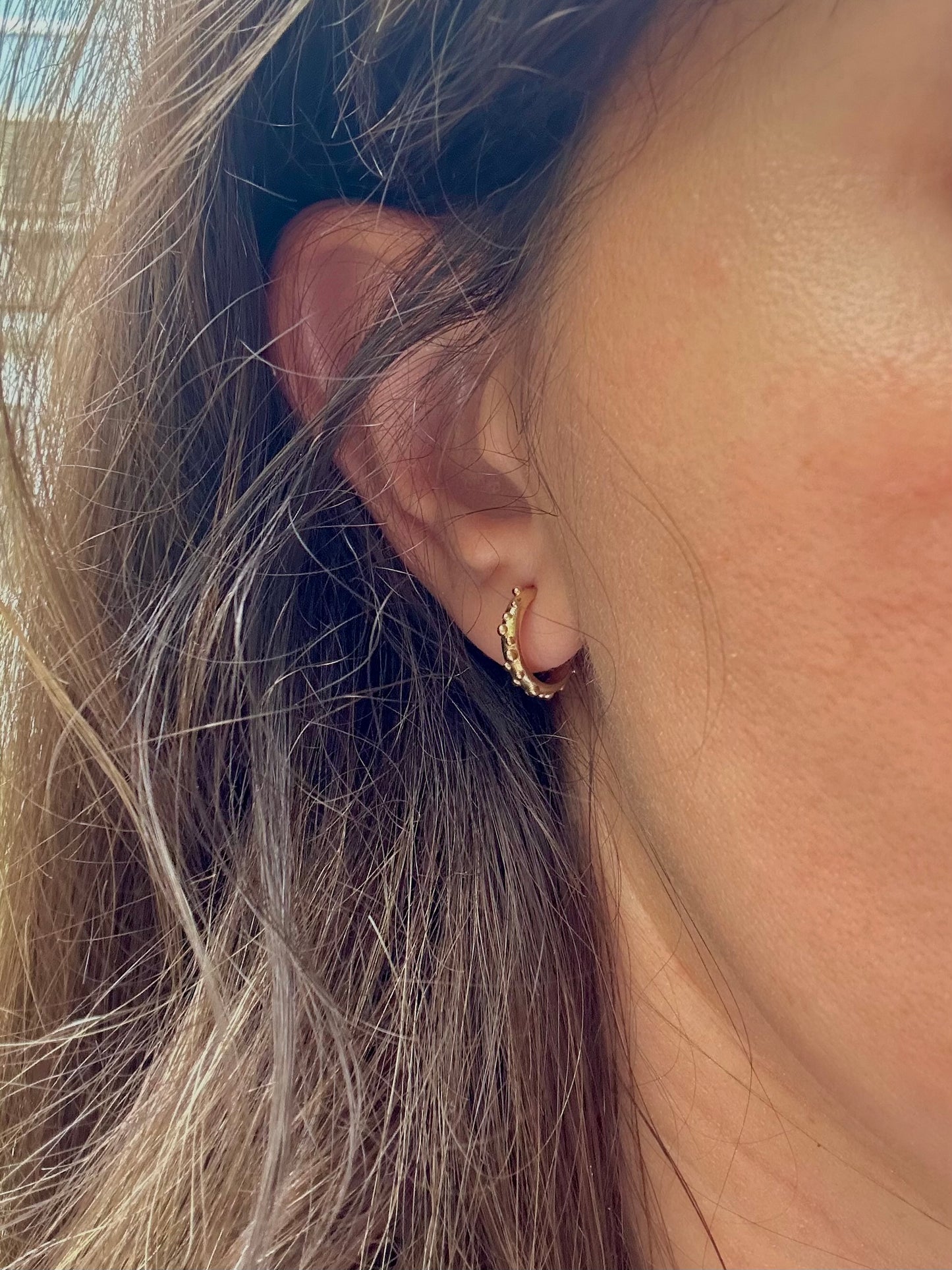 18k gold hoop earrings with an 11mm diameter handcrafted in 18 karat yellow gold and can be customized in rose and white gold | Ella Creations Jewelry