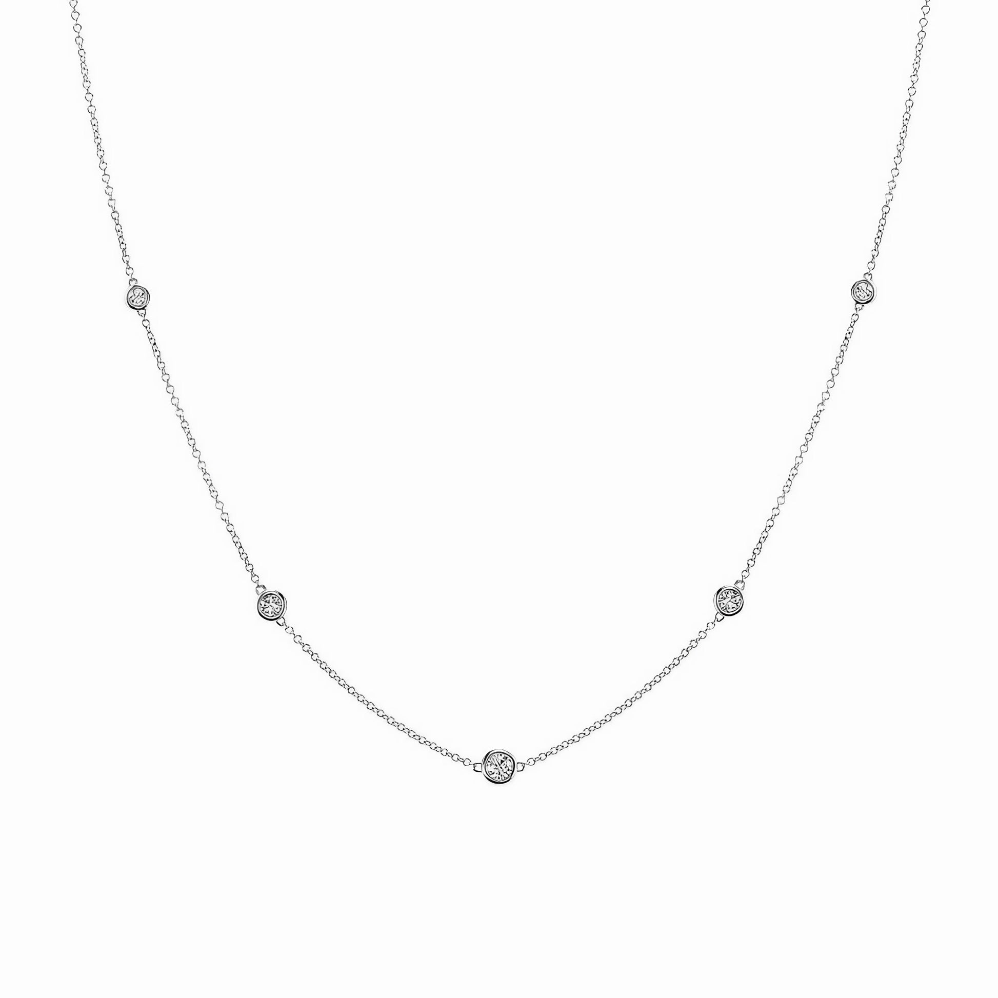 white gold Dainty diamond necklace with 5 nos 2mm diamonds for a total of 0.15ct | Ella Creations Jewelry