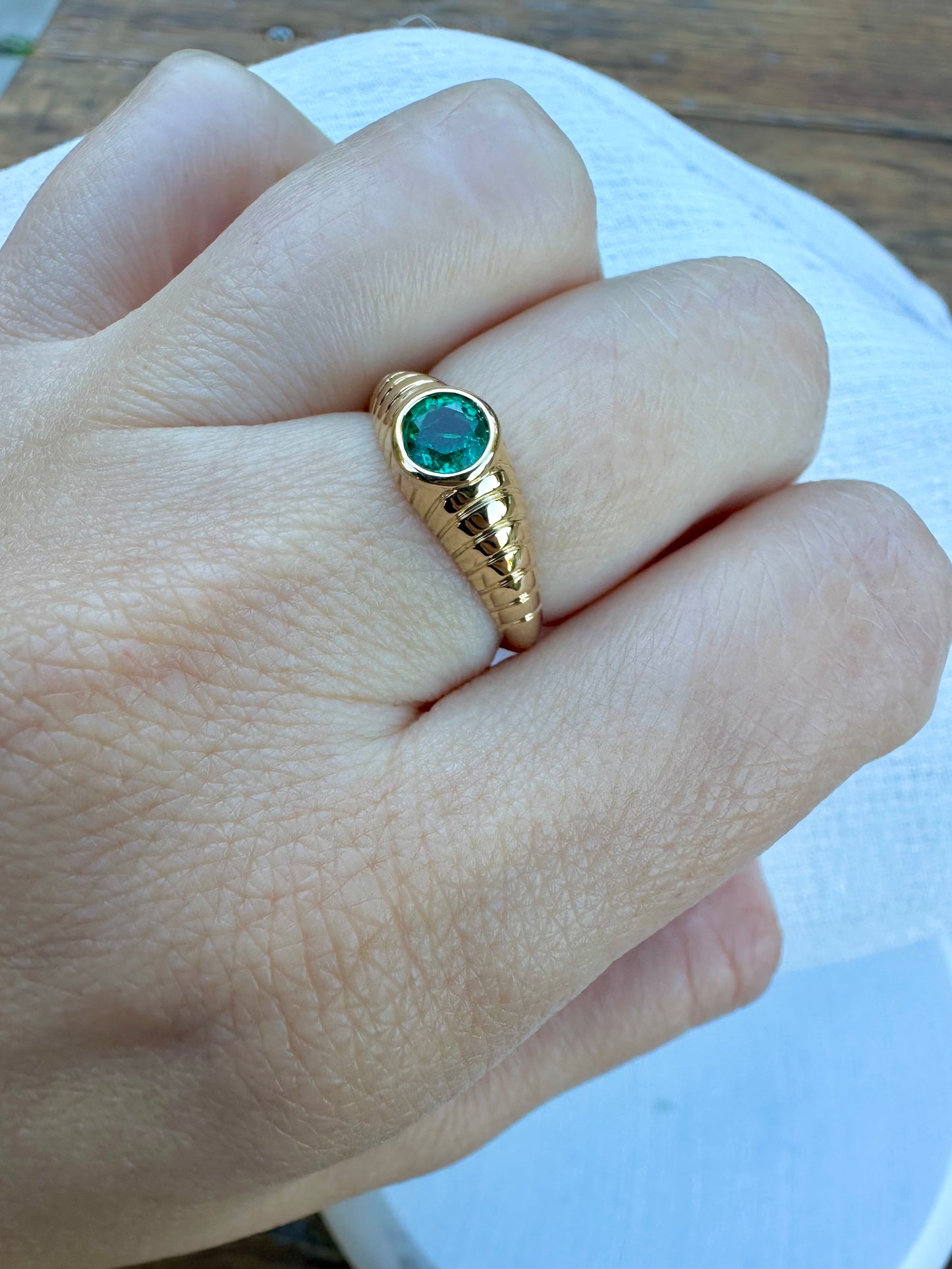 Custom made Ring | Mina Natural Emerald Ring | Emerald, Peridot, London Blue Topaz