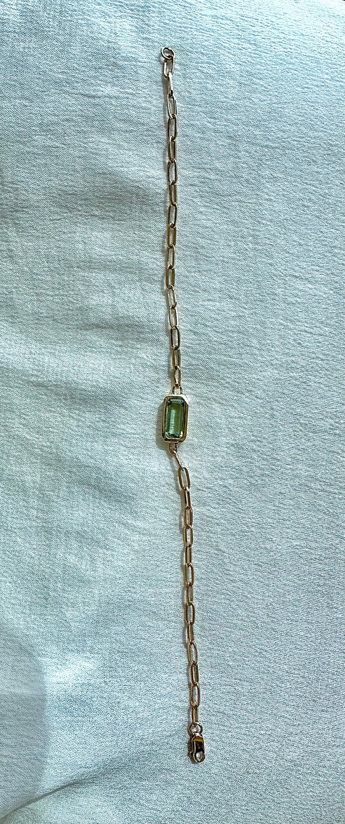 Paperclip green tourmaline bracelet
