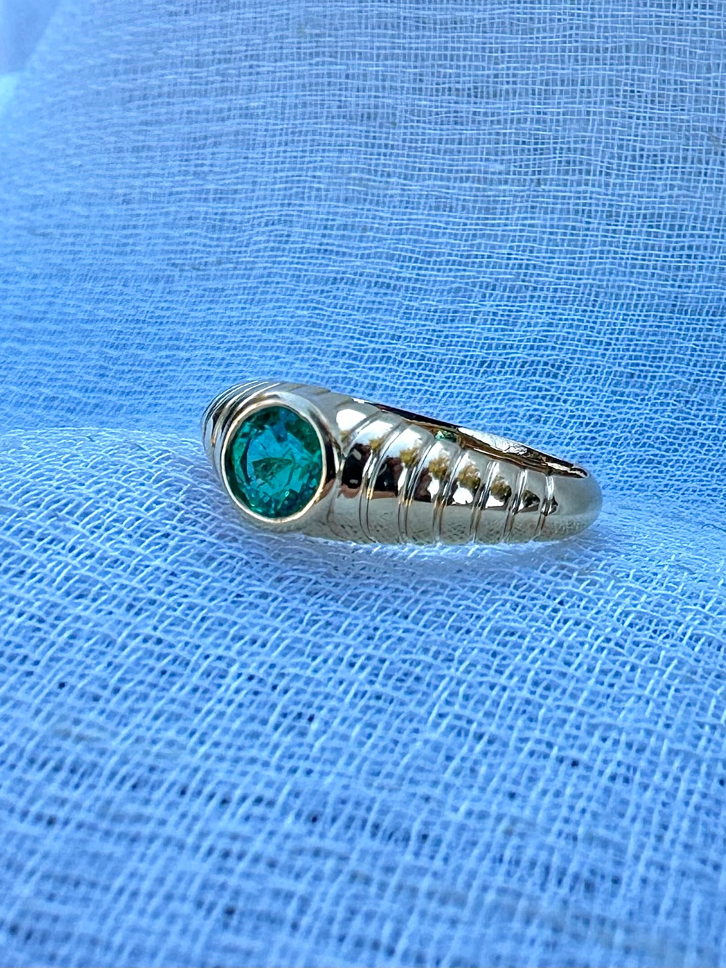 Custom made Ring | Mina Natural Emerald Ring | Emerald, Peridot, London Blue Topaz