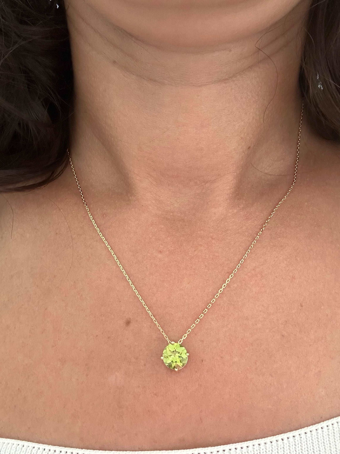 Peridot solitaire Necklace 18k - Ella Creations Jewelry