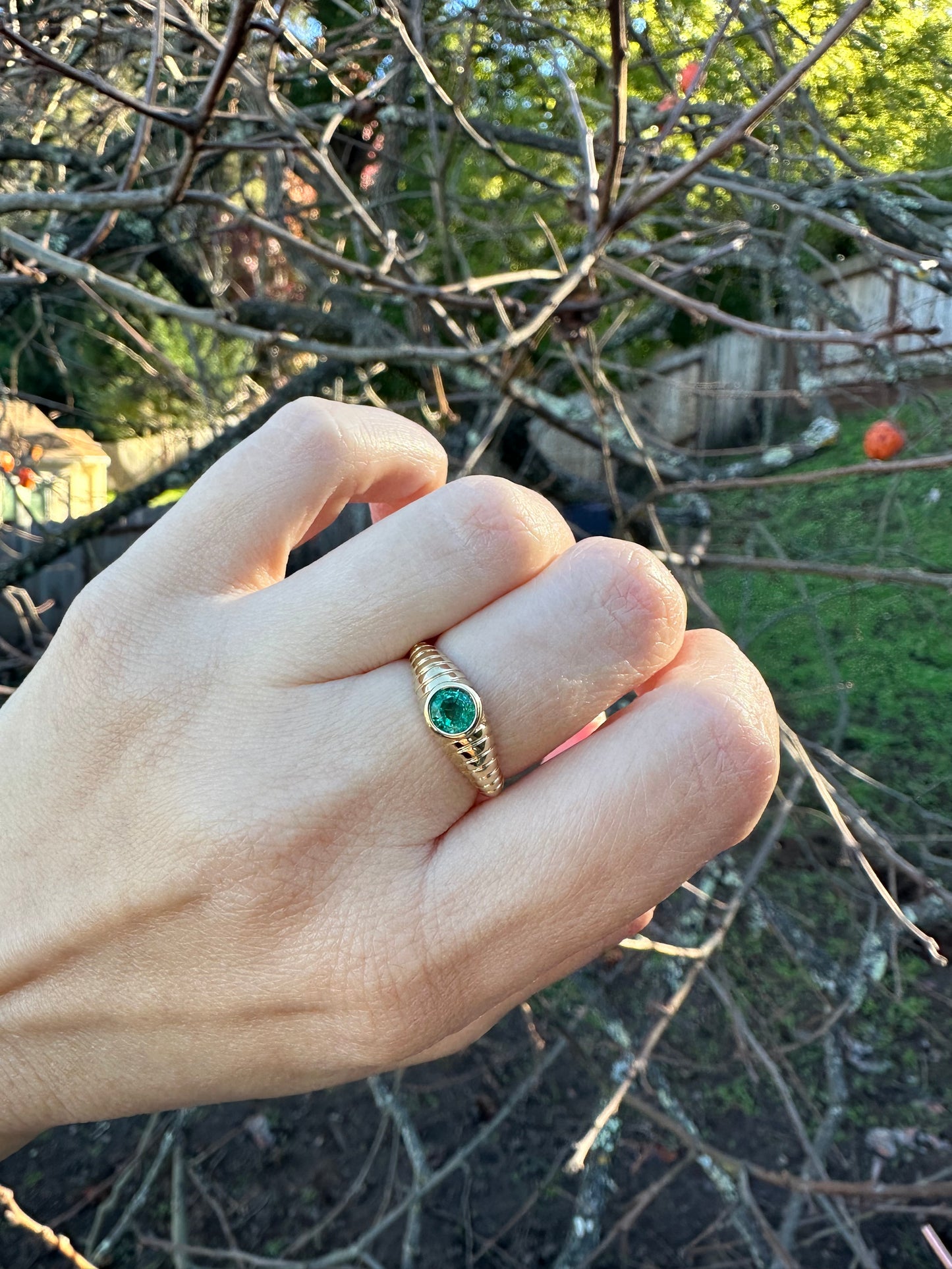 Custom made Ring | Mina Natural Emerald Ring | Emerald, Peridot, London Blue Topaz