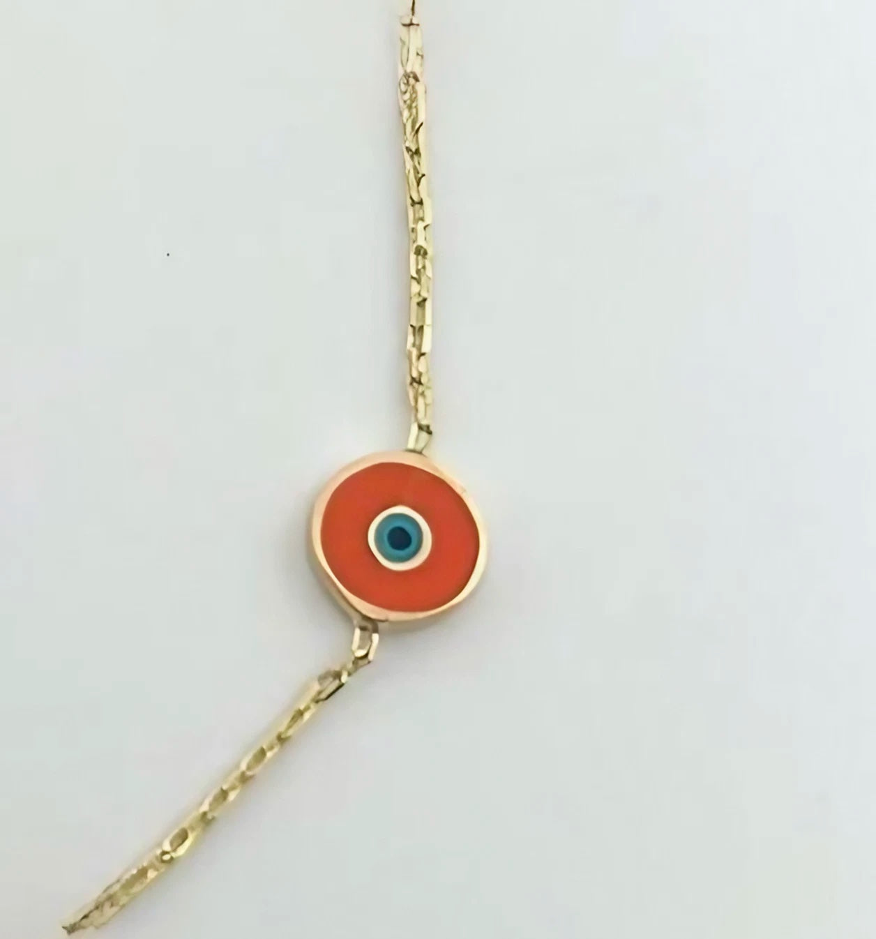 Evil Eye Bracelet - Single Round Charm | Enamel Gold Bracelet 18K Gold