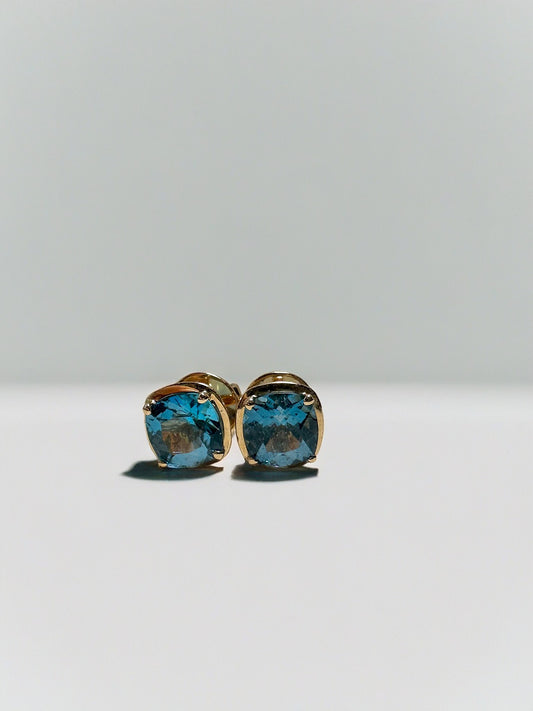 London Blue Topaz earrings in Rose gold18k, can be customized in different gold colors | Ella Creations Jewelry