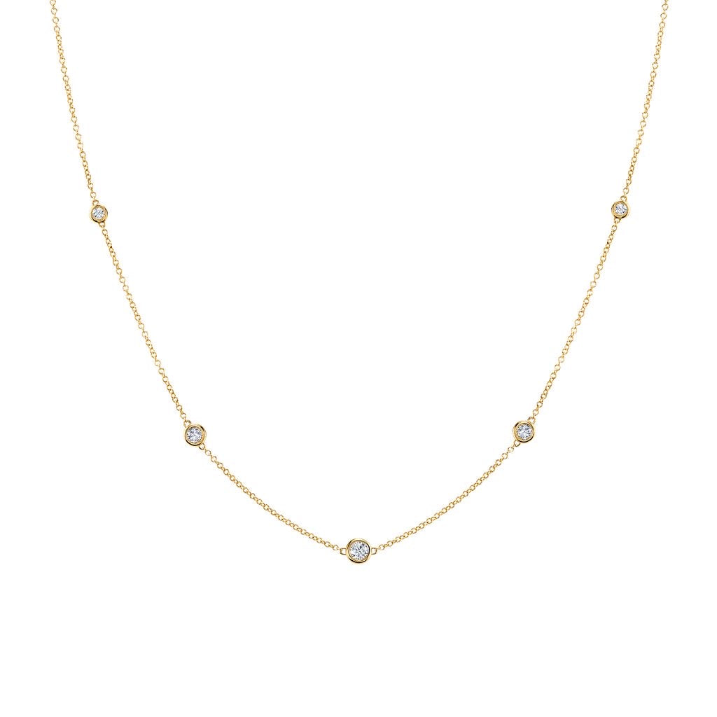 Dainty diamond necklace with 5 nos 2mm diamonds for a total of 0.15ct | Ella Creations Jewelry