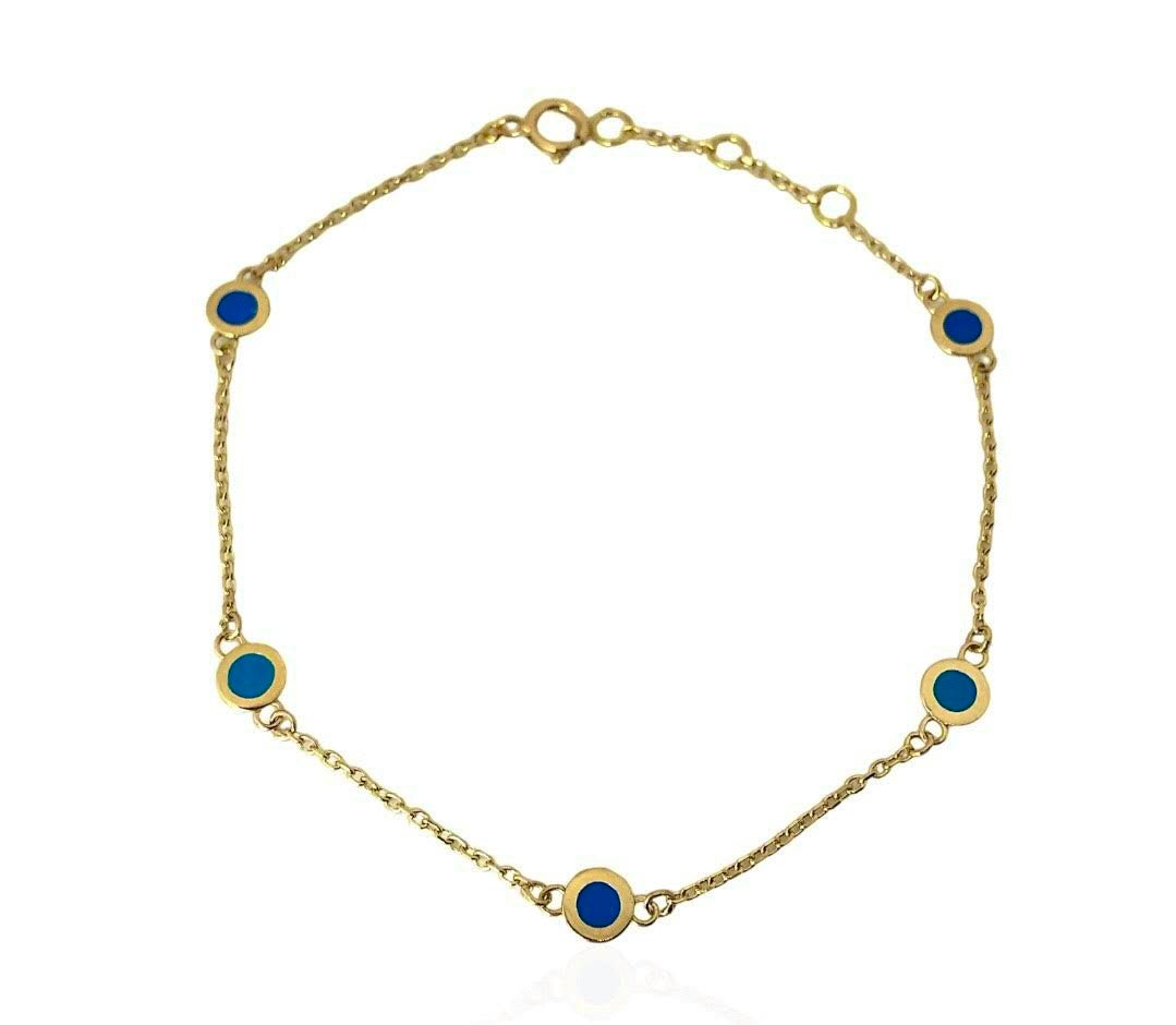 Pulsera de esmalte | Pulsera Círculo | Rosa y Azul 18K