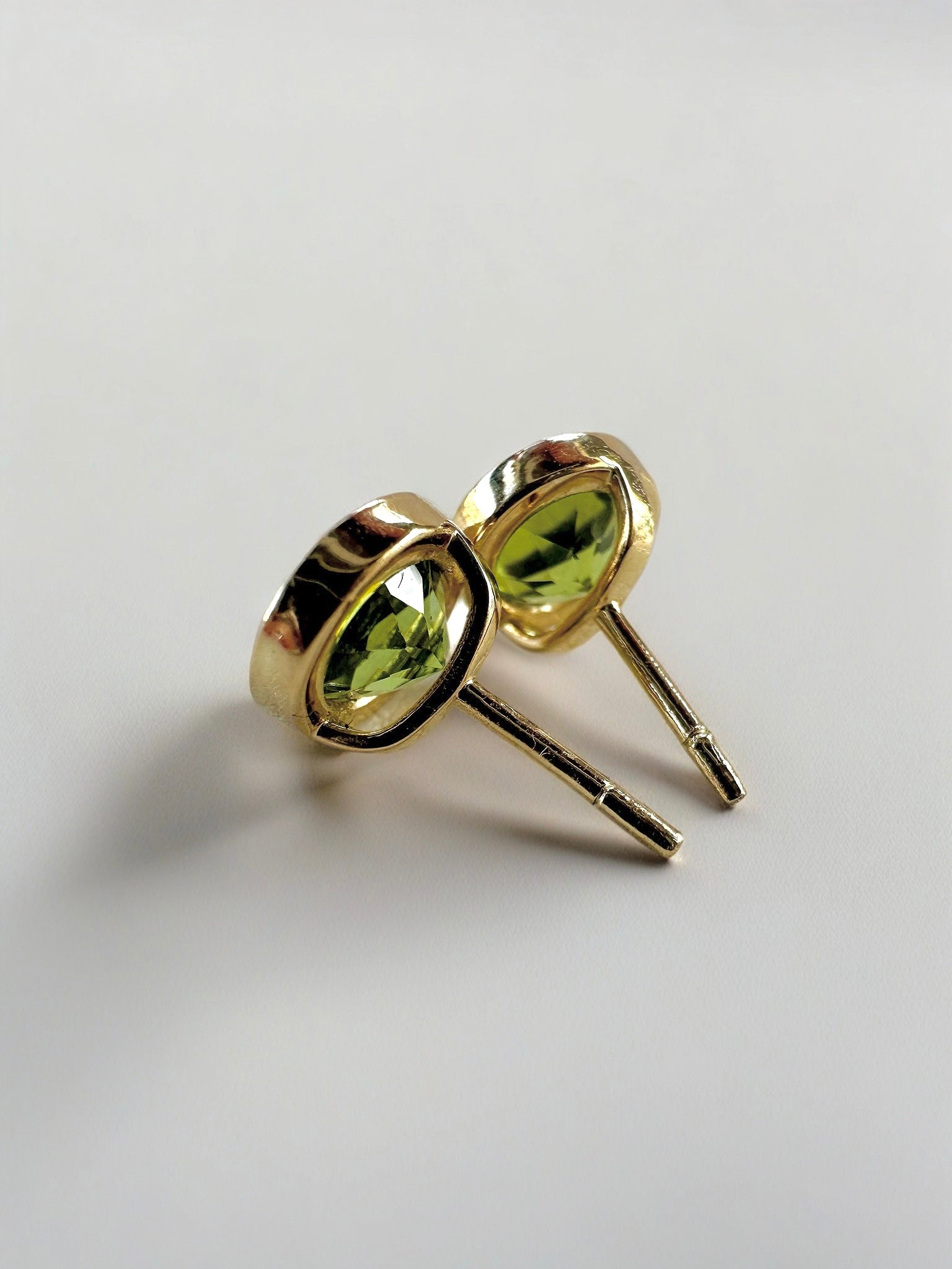 Peridot Studs 18K solid yellow gold | Ella Creations Jewelry