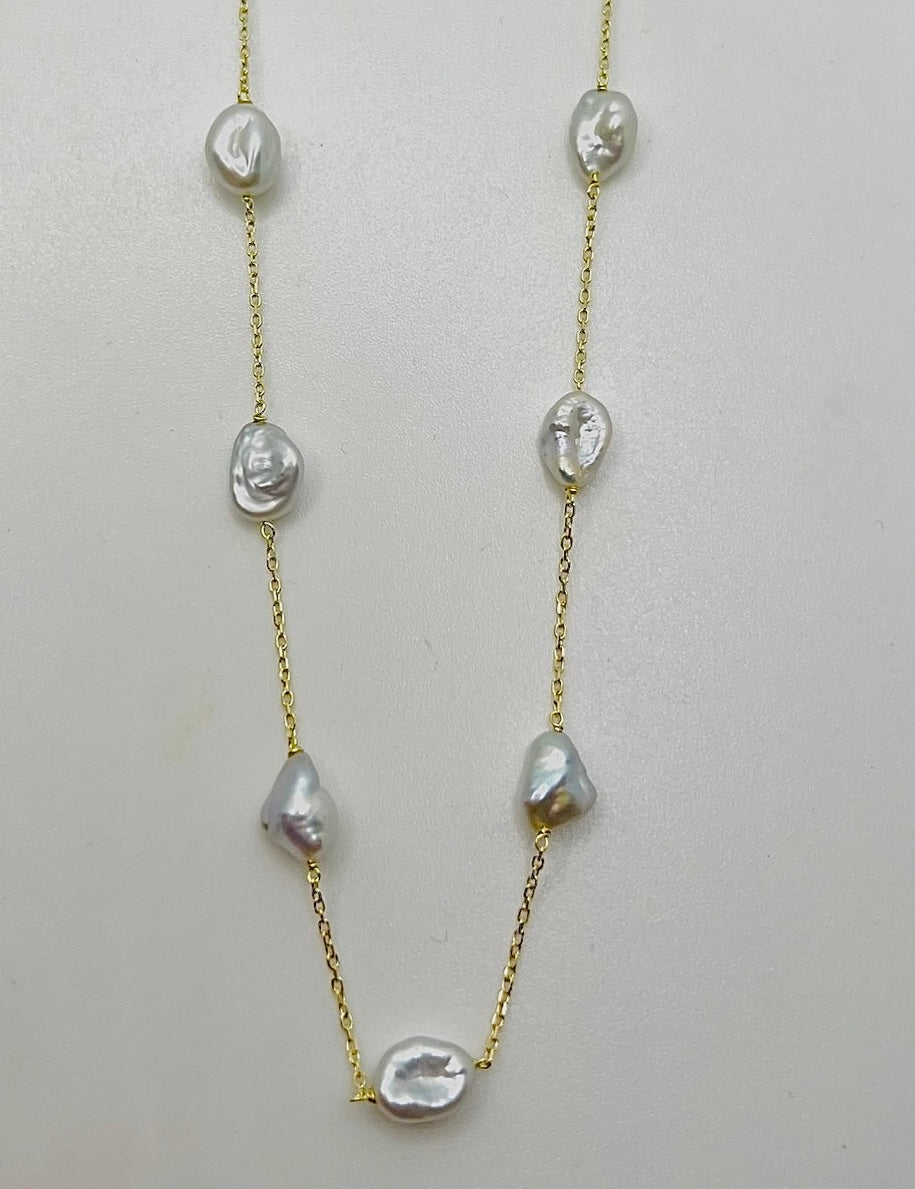 Baroque Pearls Necklace 18k gold | Ella Creations Jewelry