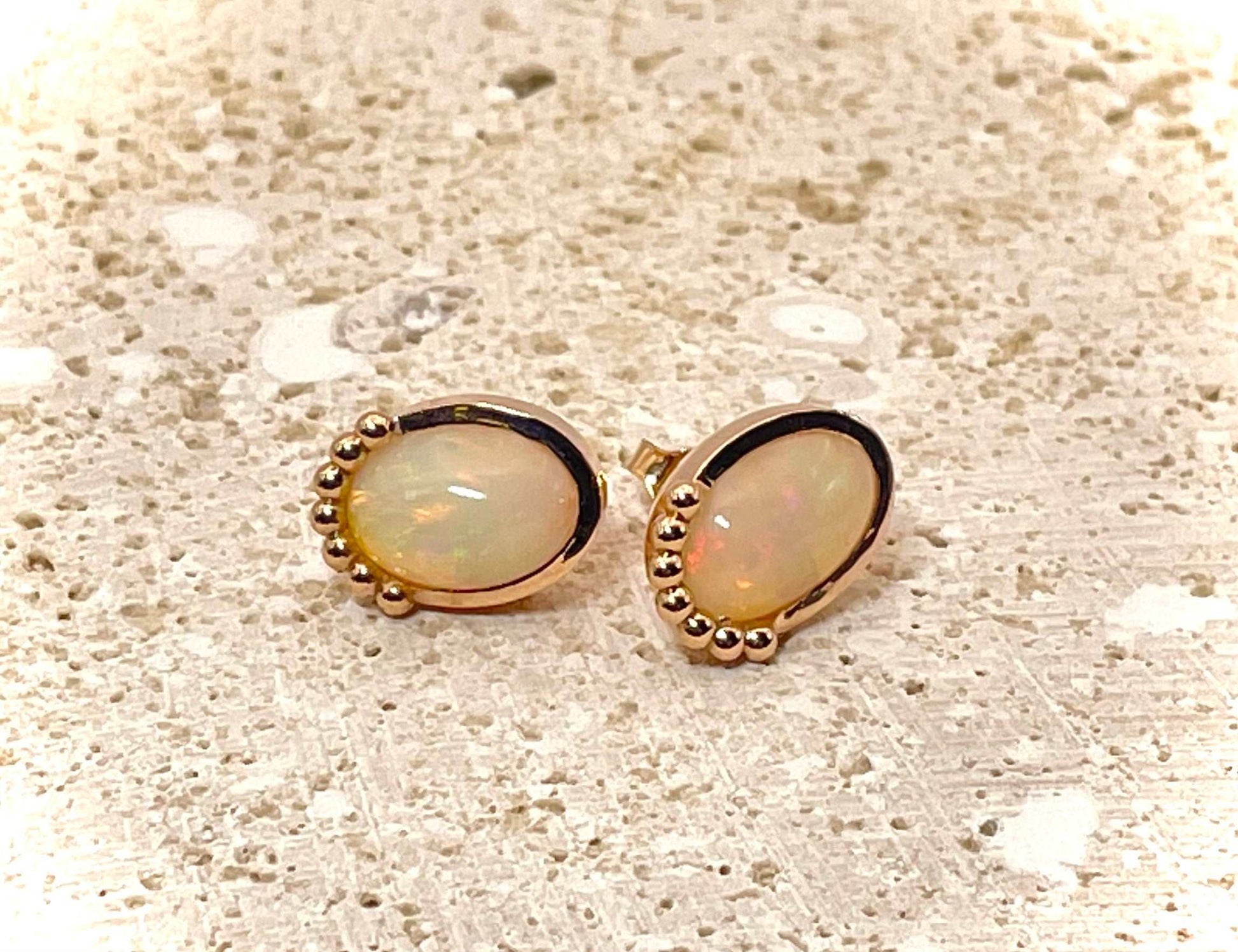 Opal sunshine 18Kt Rose Gold earrings - Ella Creations Jewelry