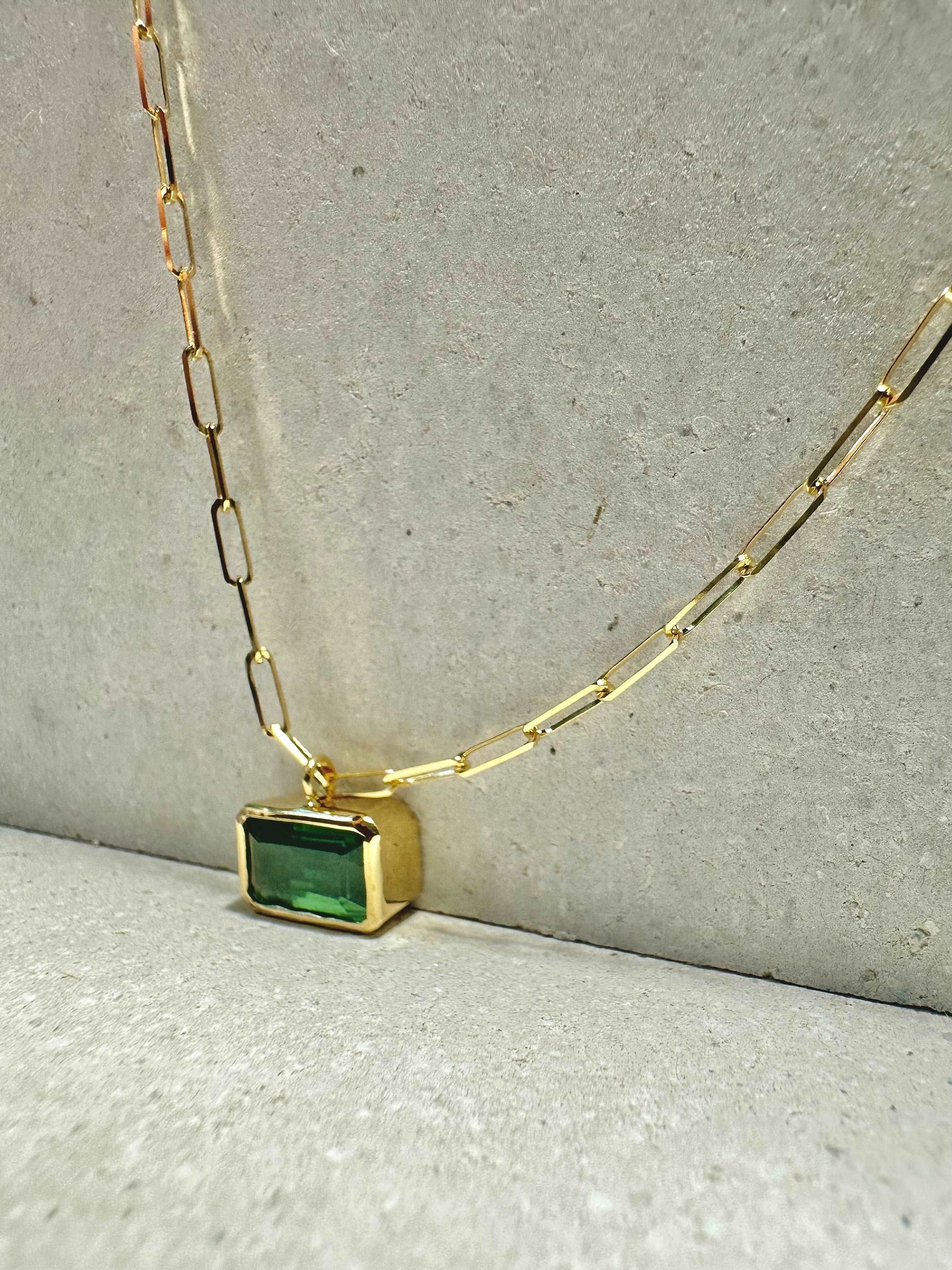 Natural zircon necklace 18k solid gold - Ella Creations Jewelry
