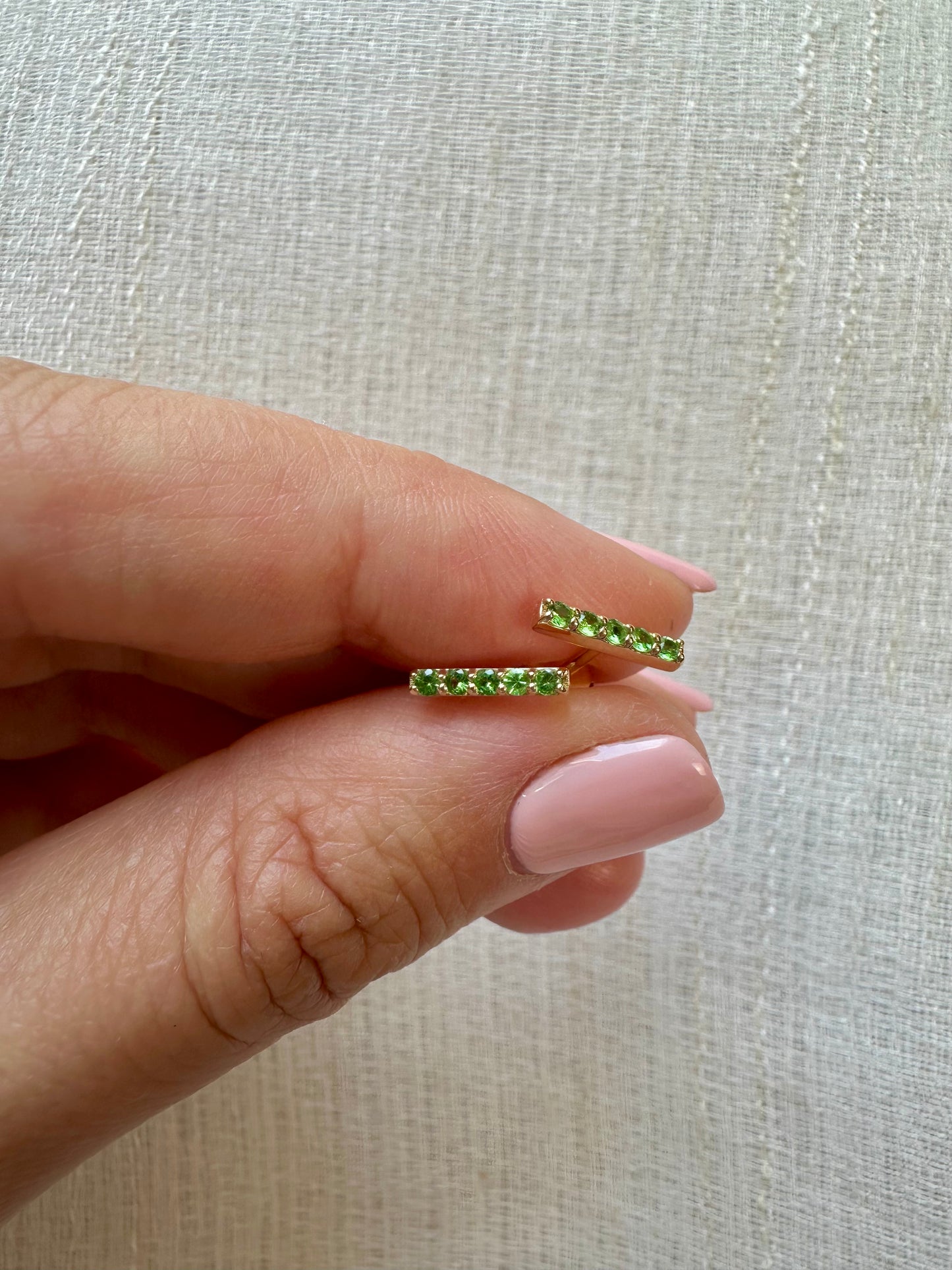 Bar Stud Earrings | Tsavorite