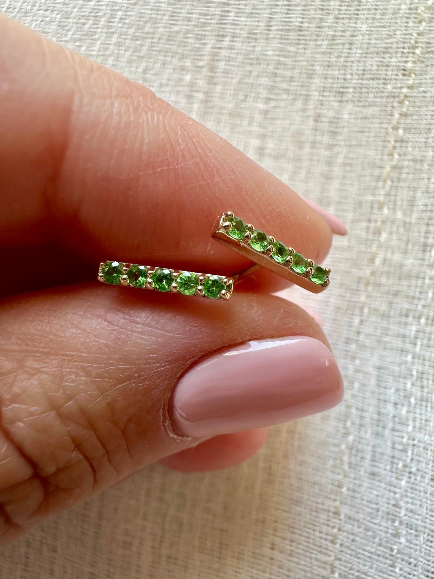 Bar Stud Earrings | Tsavorite