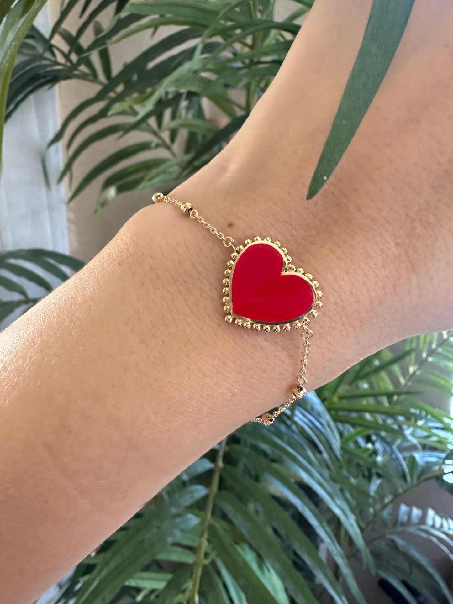 Red heart Bracelet | Chain Heart Bracelet