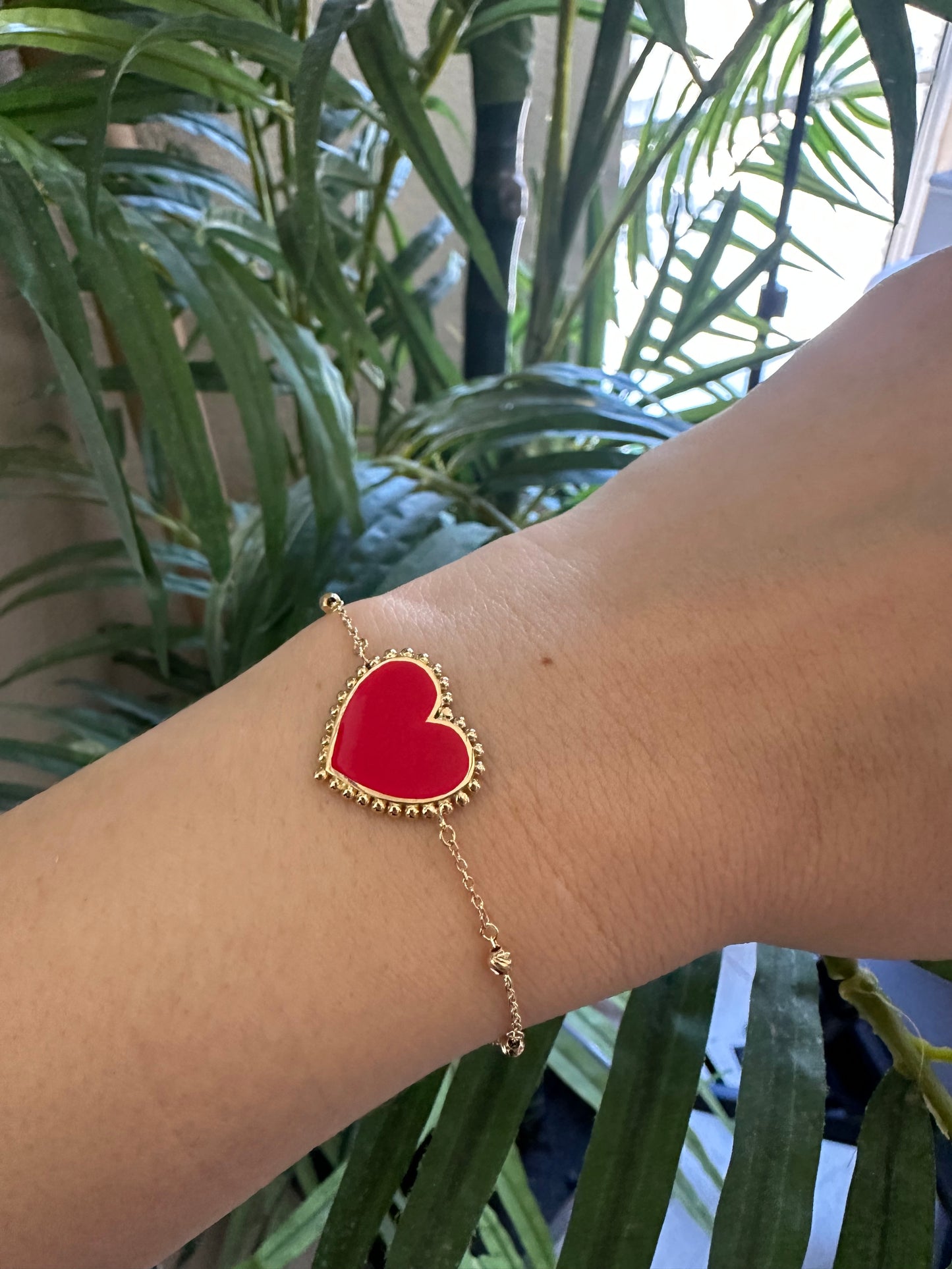 Red heart Bracelet | Chain Heart Bracelet