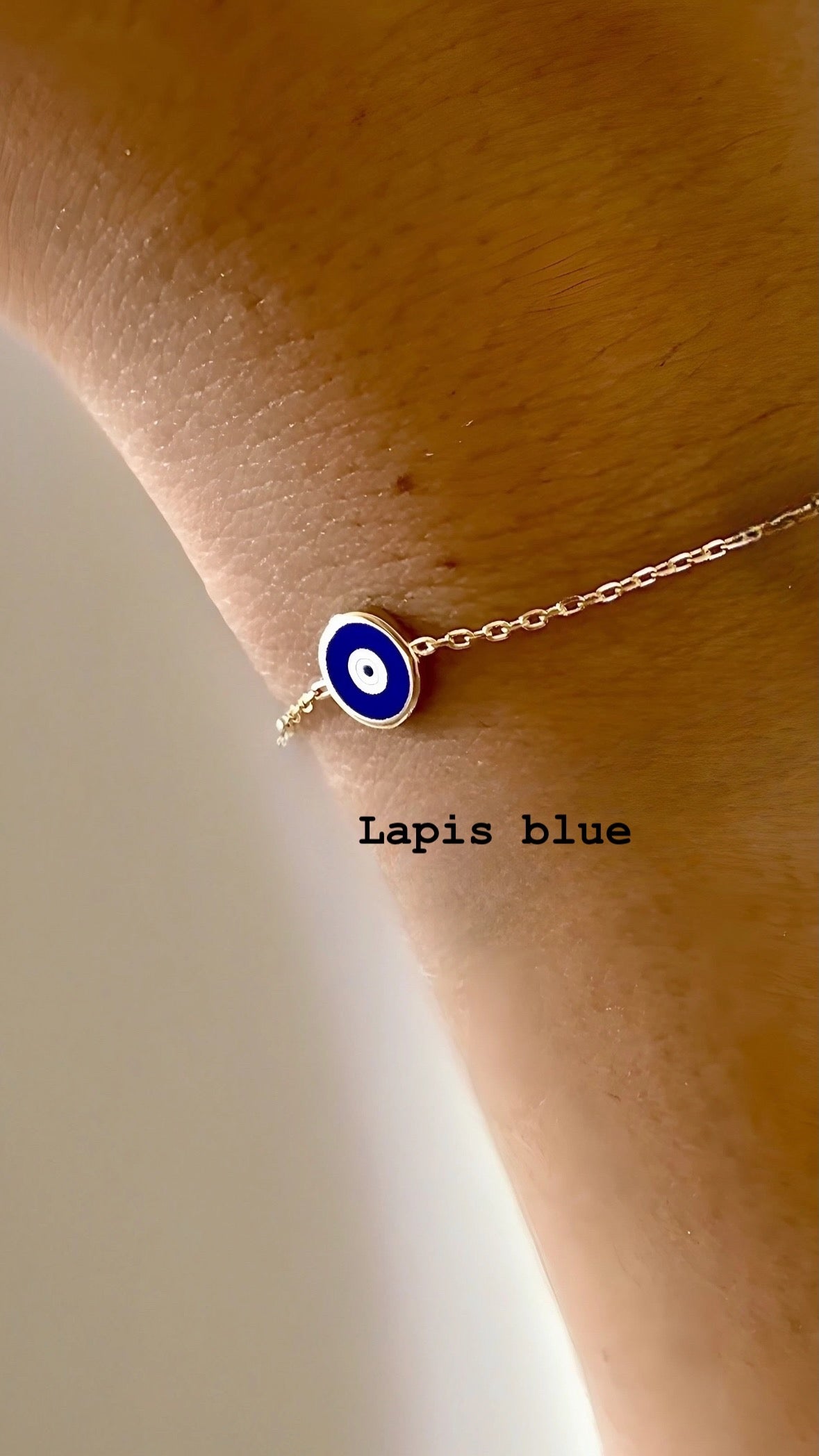 Navy evil eye gold bracelet 18k solid gold | Ella Creations Jewelry