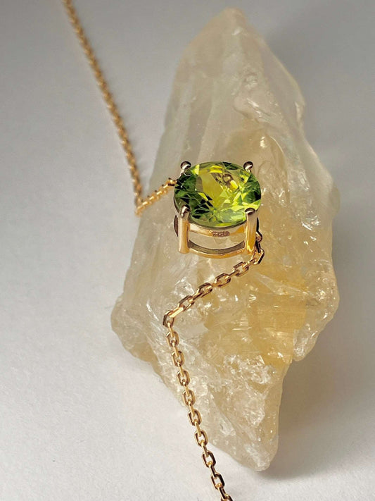 Peridot Necklace handcrafted in 18 karat gold | Ella Creations jewelry