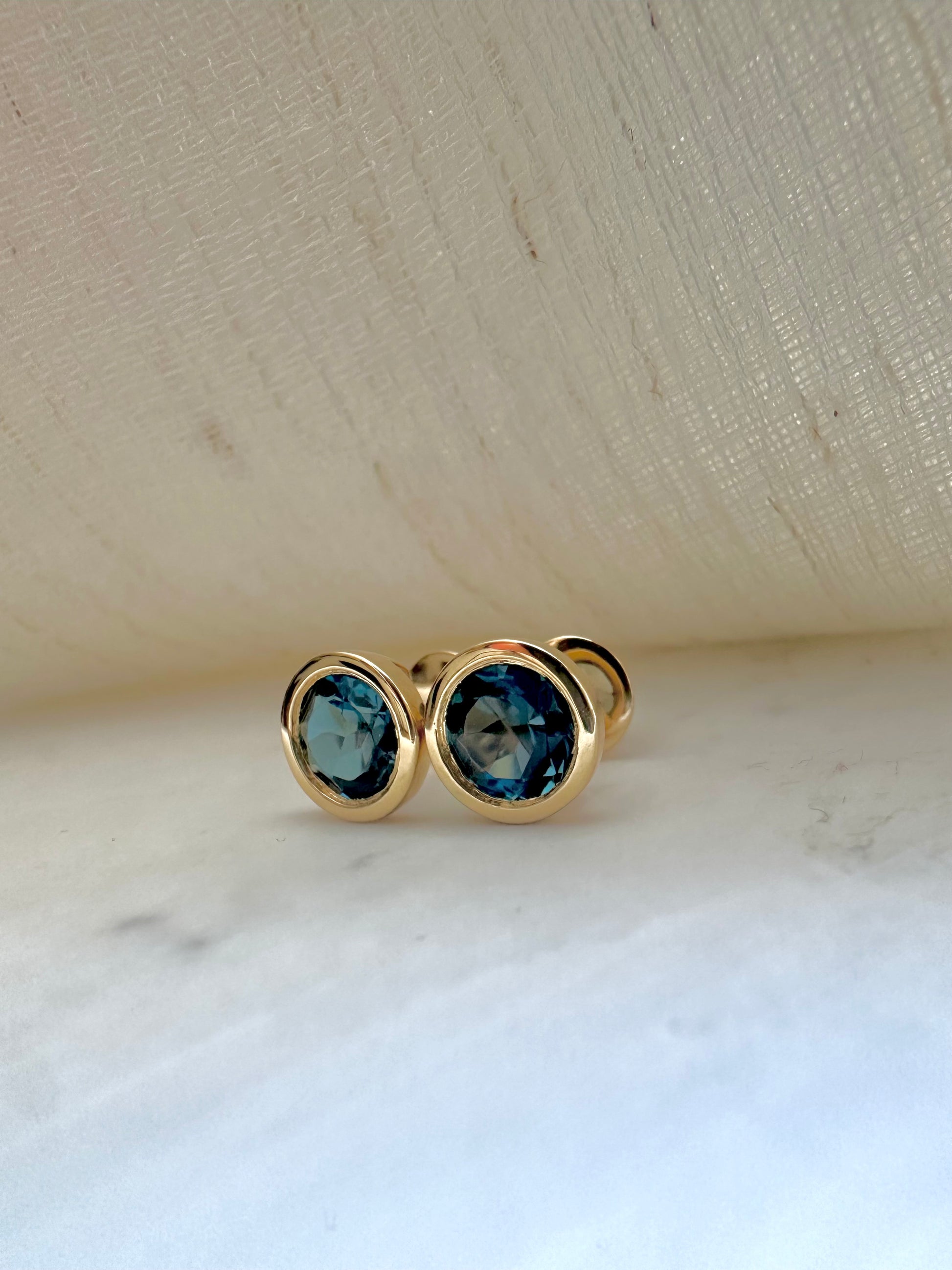 Blue Topaz Earrings handcrafted in 18 karat gold | Ella Creations Jewelry