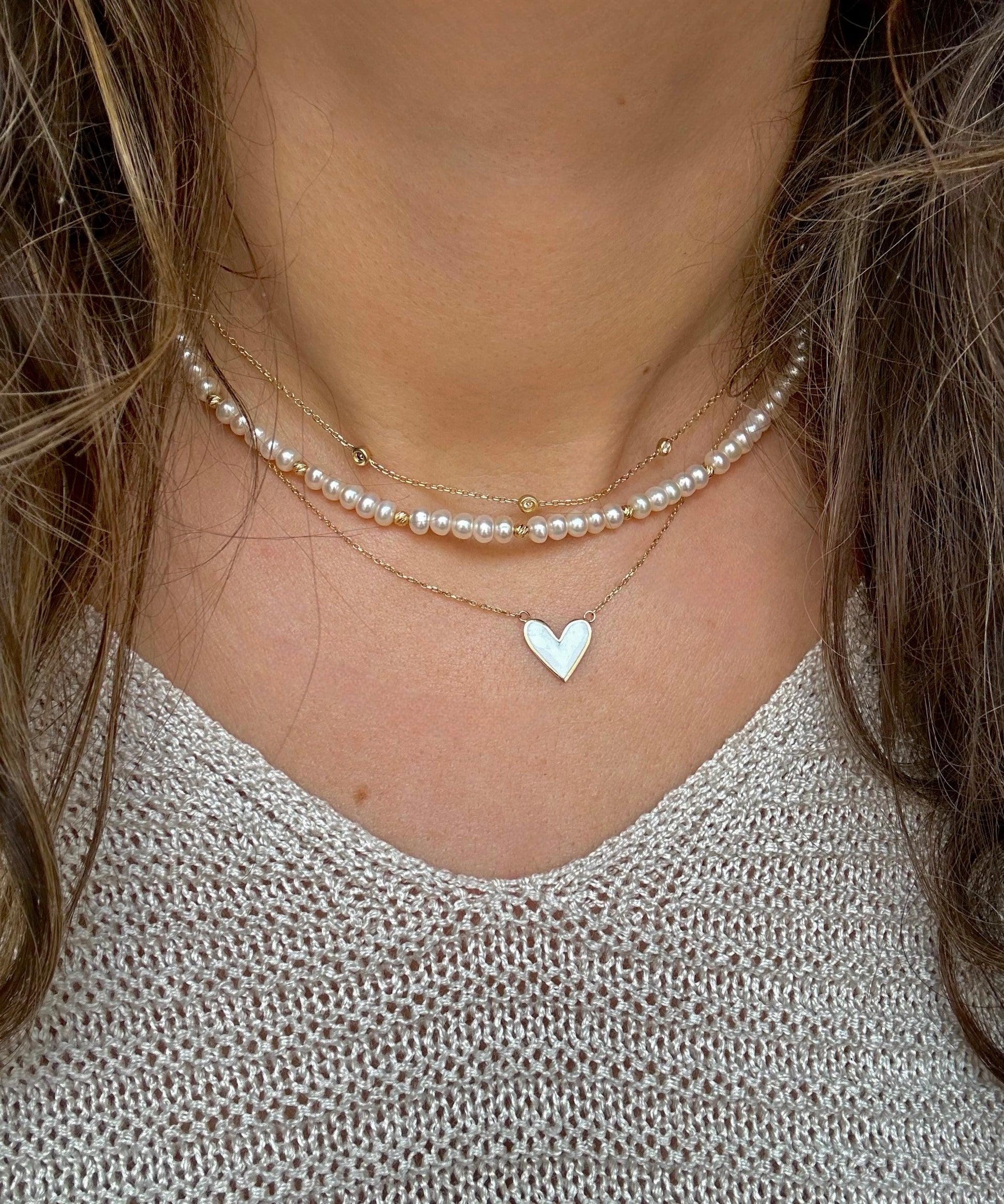 Dainty Gold Heart Necklace, white gold heart Necklace solid 18k gold | Ella Creations Jewelry