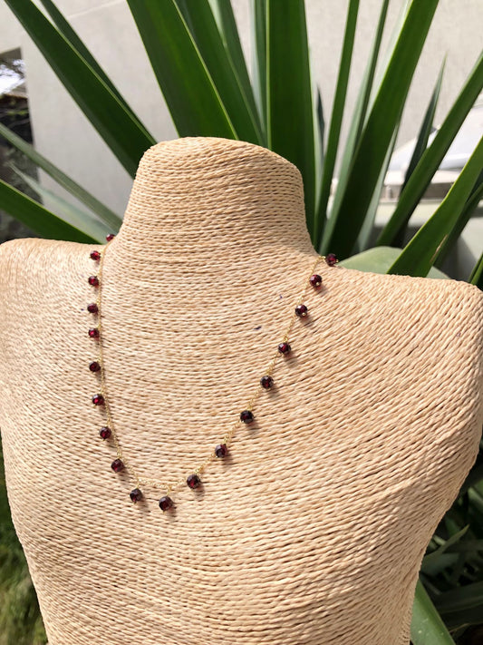 Garnet Gold Necklace handcrafted in 18 karat gold | Ella creations Jewelry