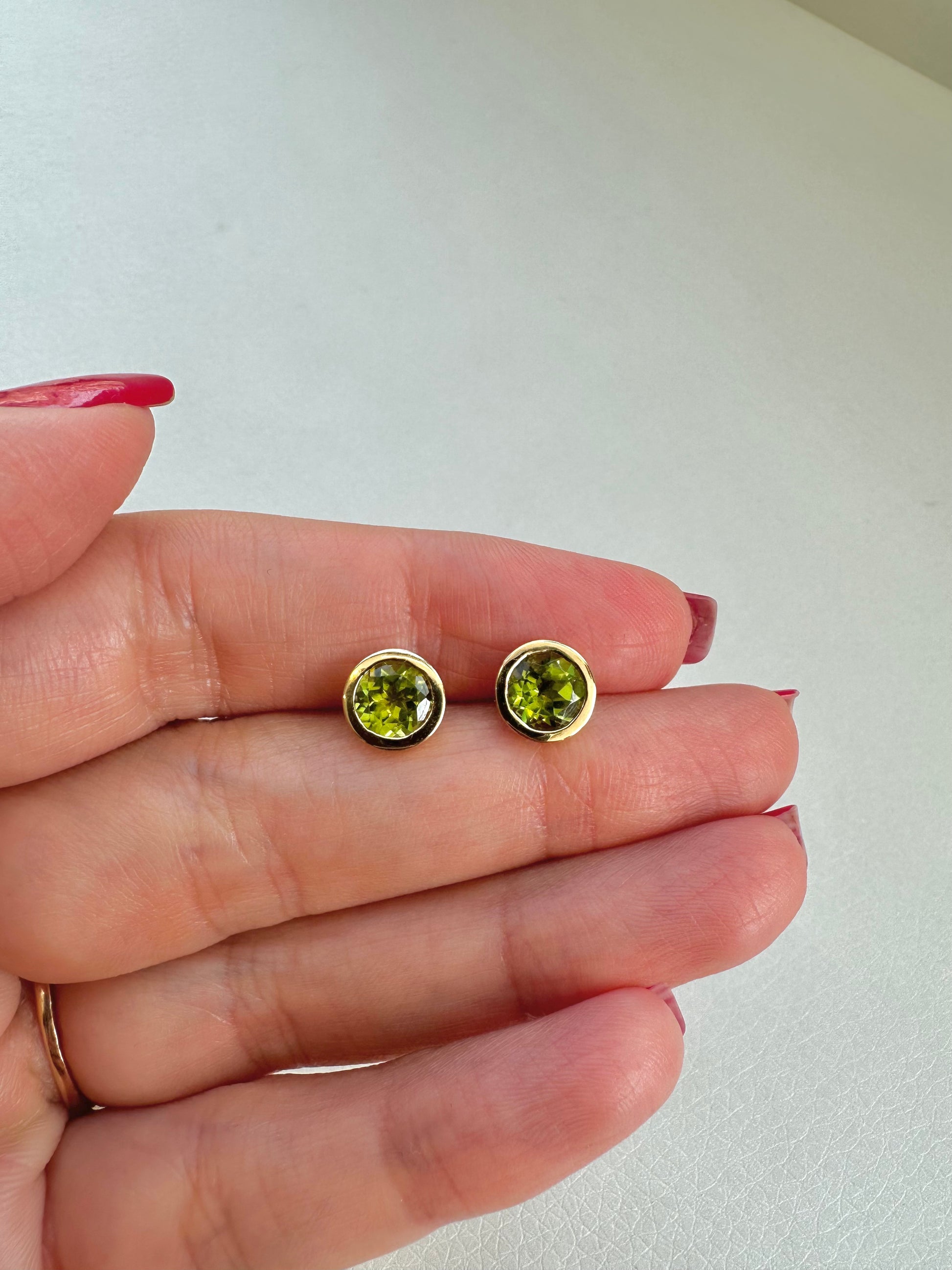 Peridot Earrings in solid gold | Ella Creations Jewelry