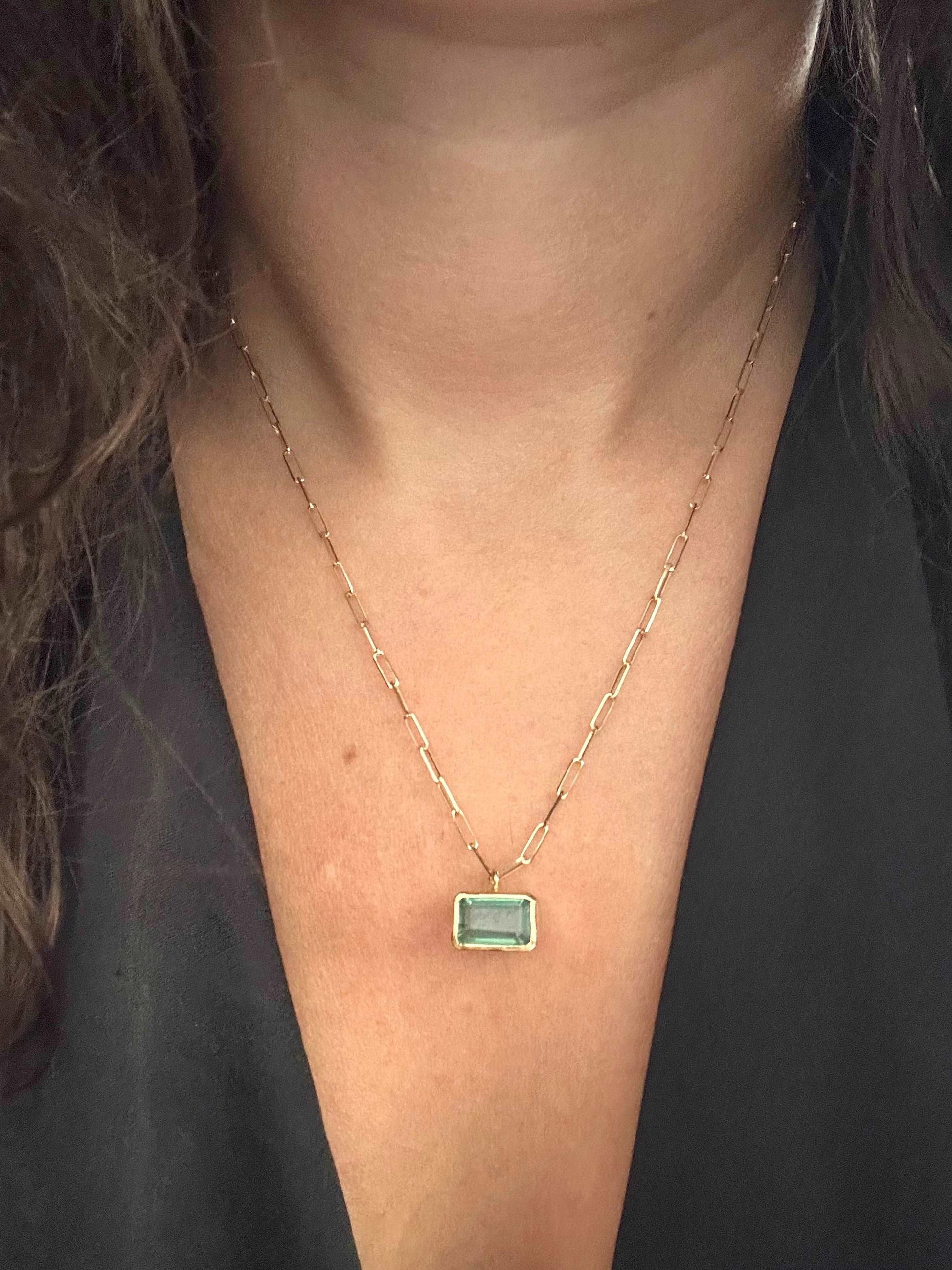 Natural Green Zircon necklace 18k solid gold | Ella Creations Jewelry