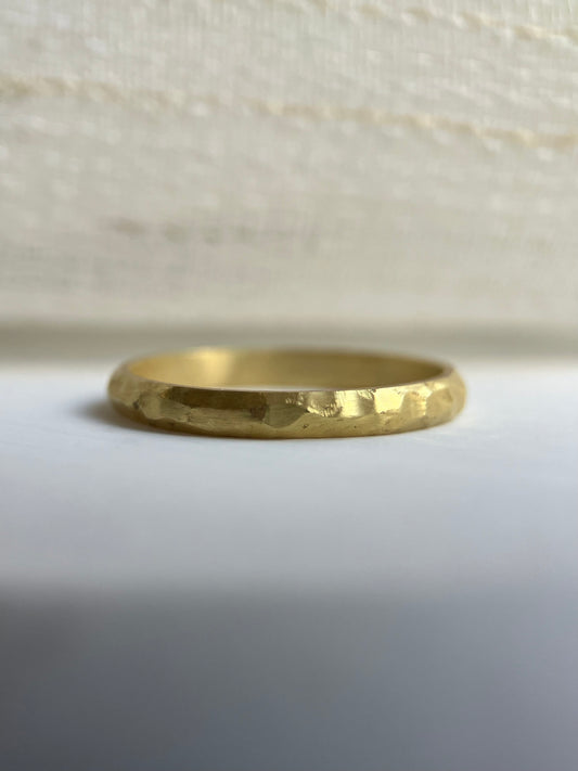 hammered gold ring in 18k solid gold, dainty thin band | Ella Creations jewelry