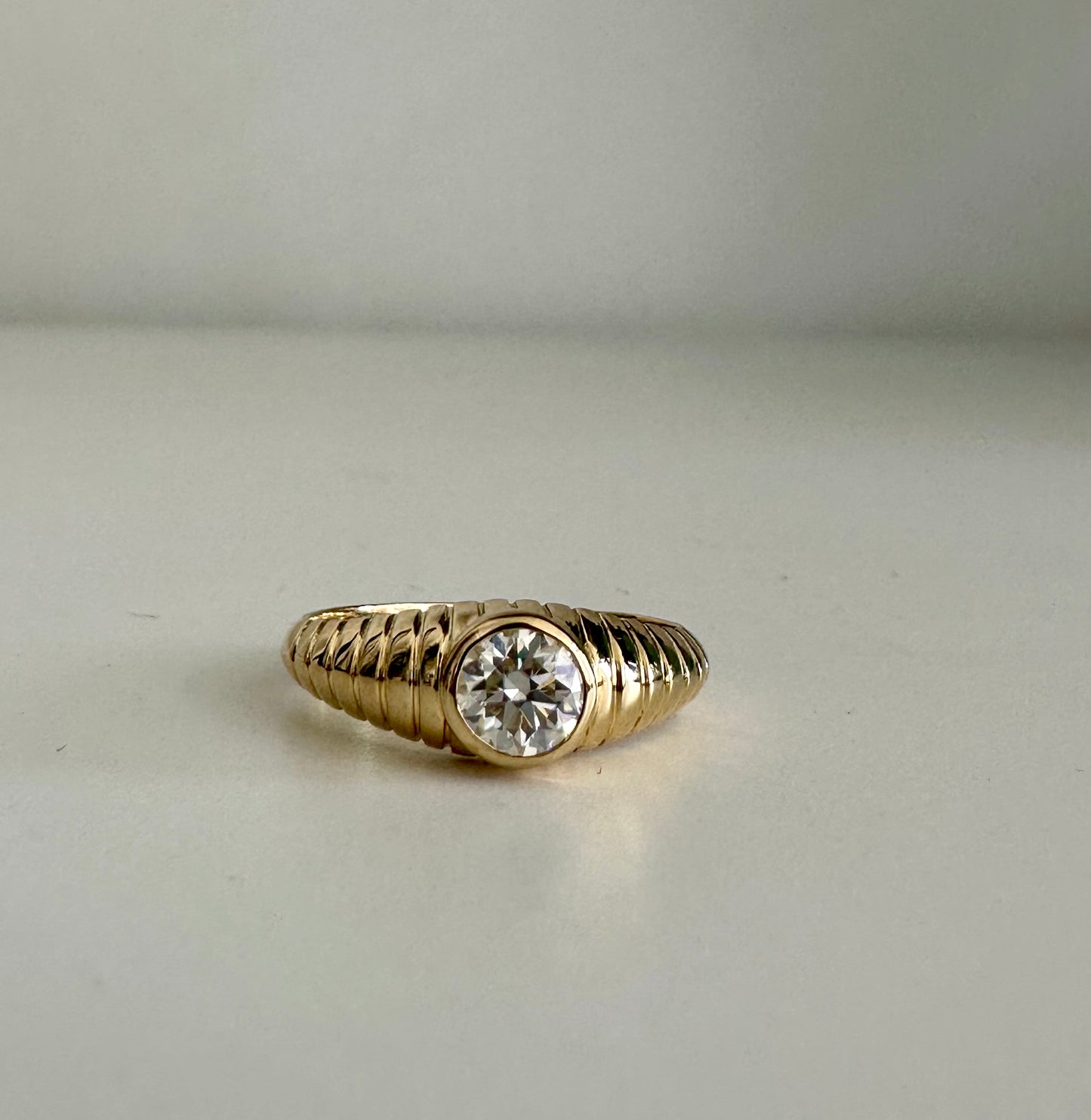 Mina Moissanite Engagement ring 18k yellow solid gold - Ella Creations Jewelry