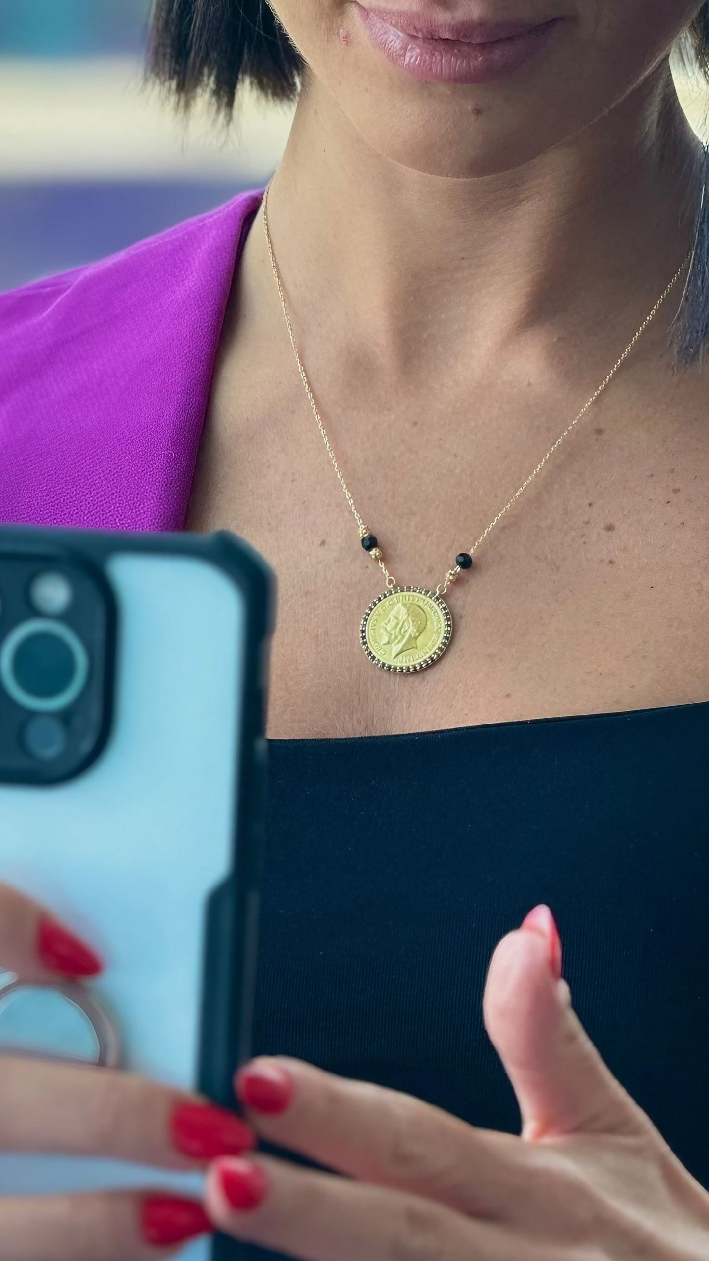 Coin Gold Necklace | gold medallion necklace