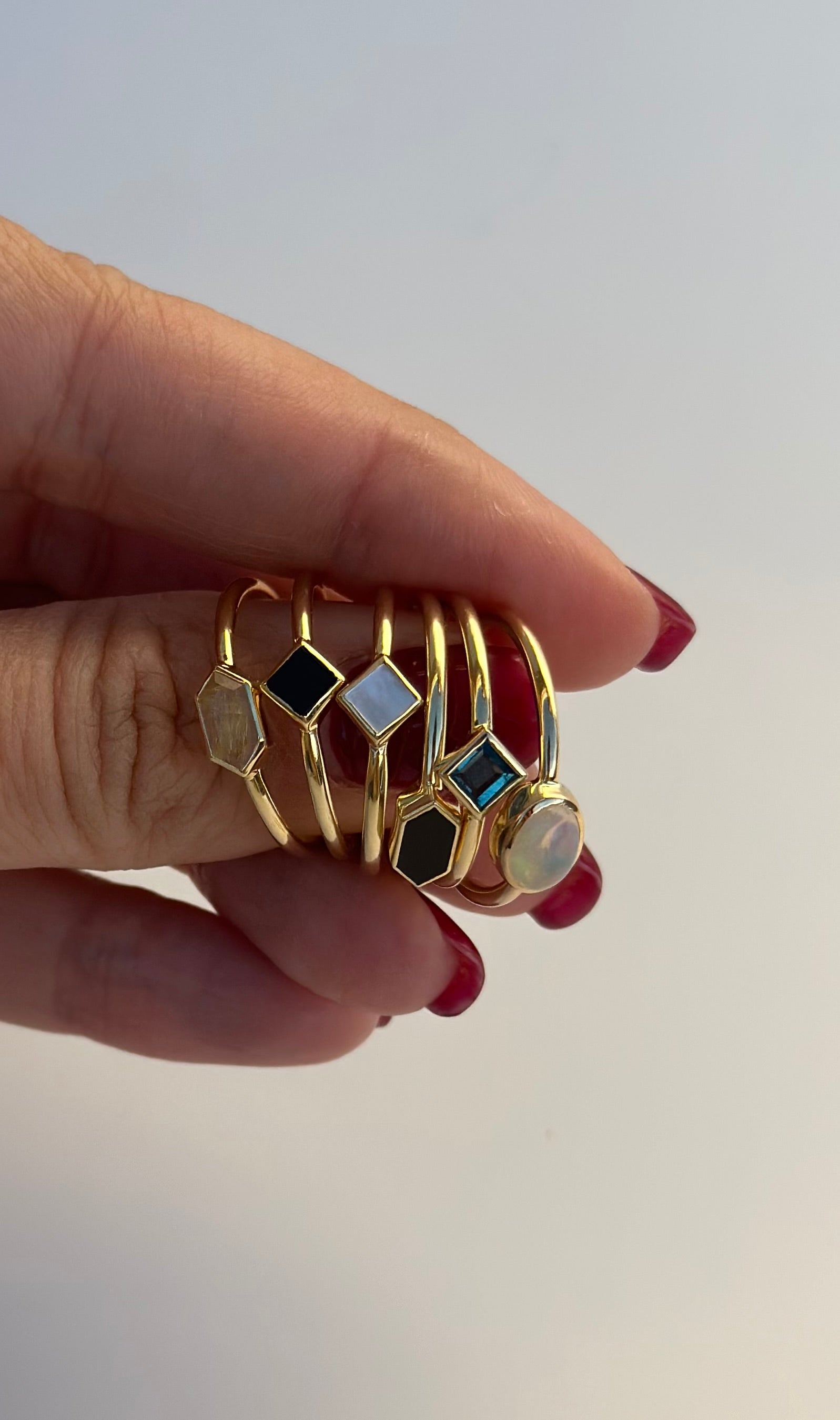 minimal rings for stacking in geometric patterns  | Ella Creations jewelry