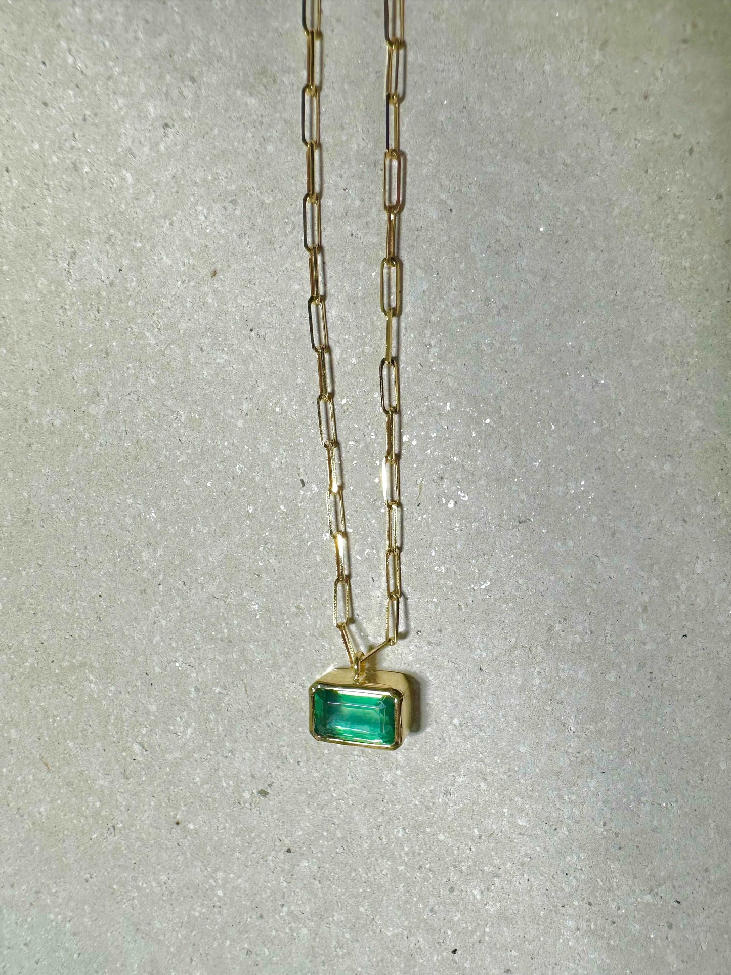 Paperclip Gold Necklace with Gemstone Pendant | Ella Creations Jewelry