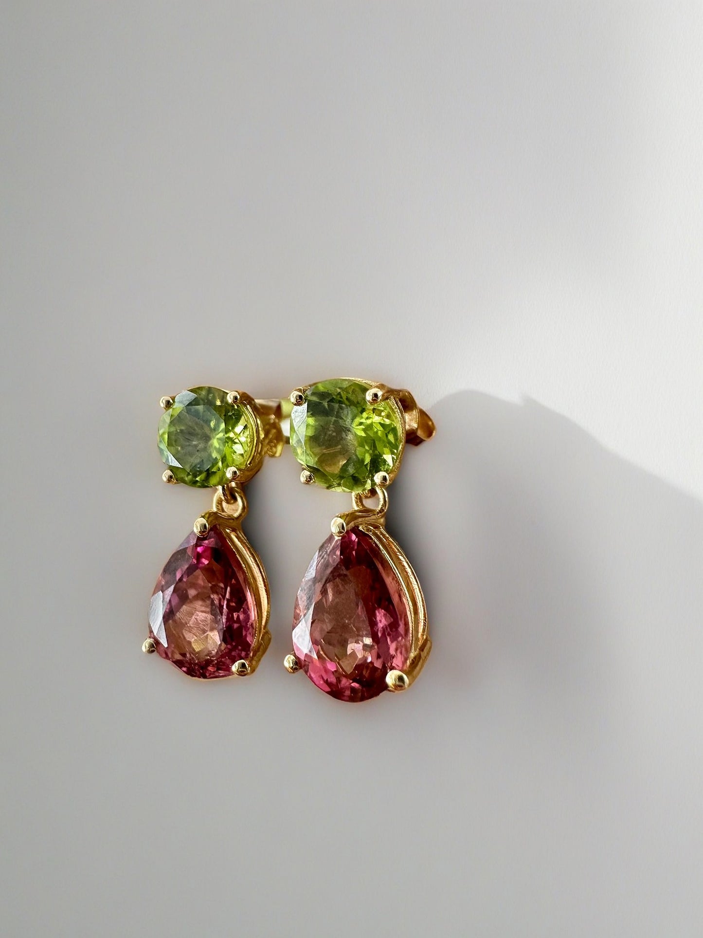 gemstone drop earrings peridot and tourmaline | Ella Creations Jewelry