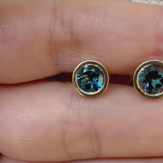 Blue Topaz Earrings handcrafted in 18 karat gold | Ella Creations Jewelry