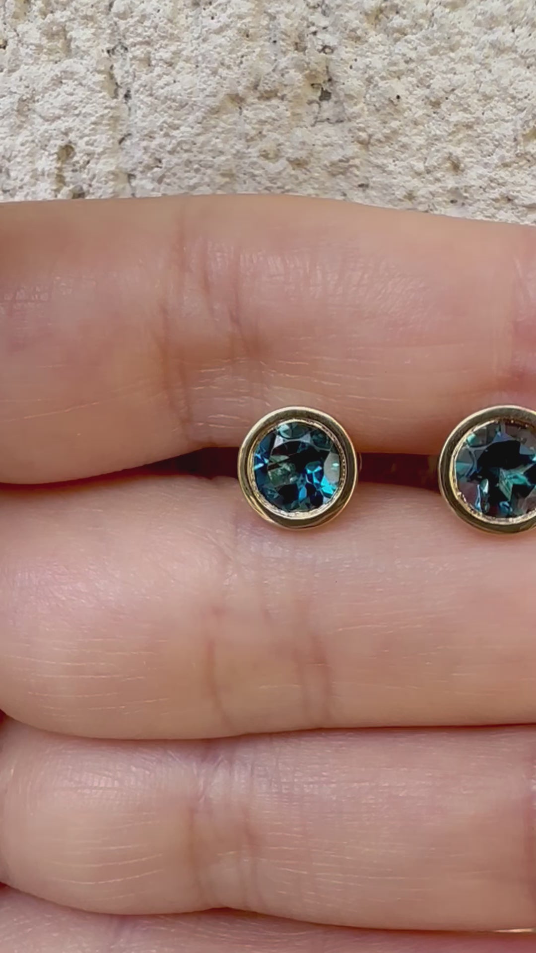 Blue Topaz Earrings handcrafted in 18 karat gold | Ella Creations Jewelry