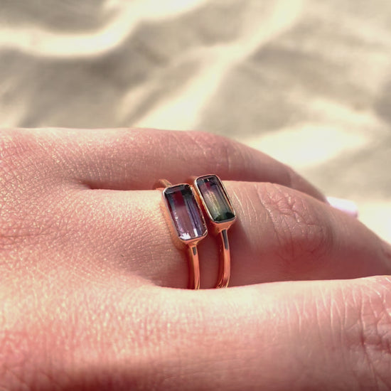 dainty tourmaline rings set in 18k rose gold | Ella Creations Jewelry