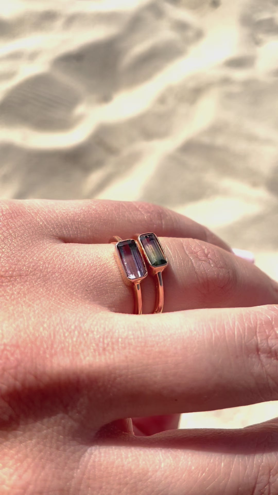 dainty tourmaline rings set in 18k rose gold | Ella Creations Jewelry