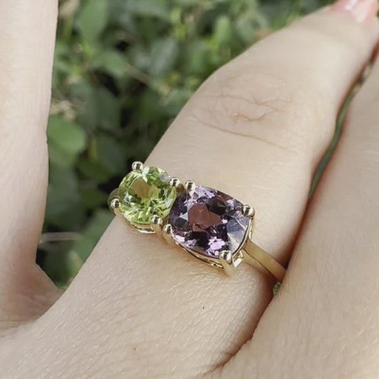 peridot spinel ring