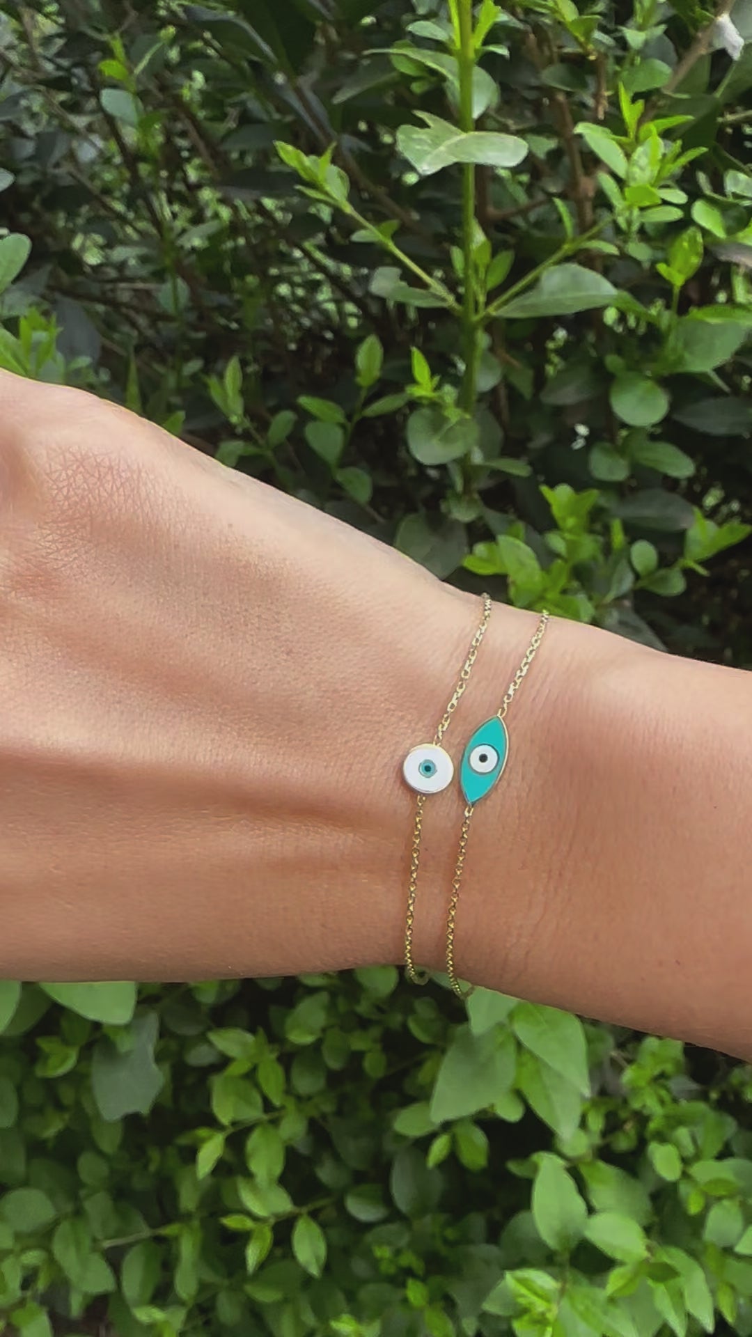 Evil eye bracelet gold handmade in 18k gold | Customizable bracelet in different enamel finishes | Ella Creations jewelry