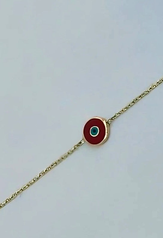 Red Evil Eye Bracelet dainty gold bracelet 18K | Ella Creations Jewelry