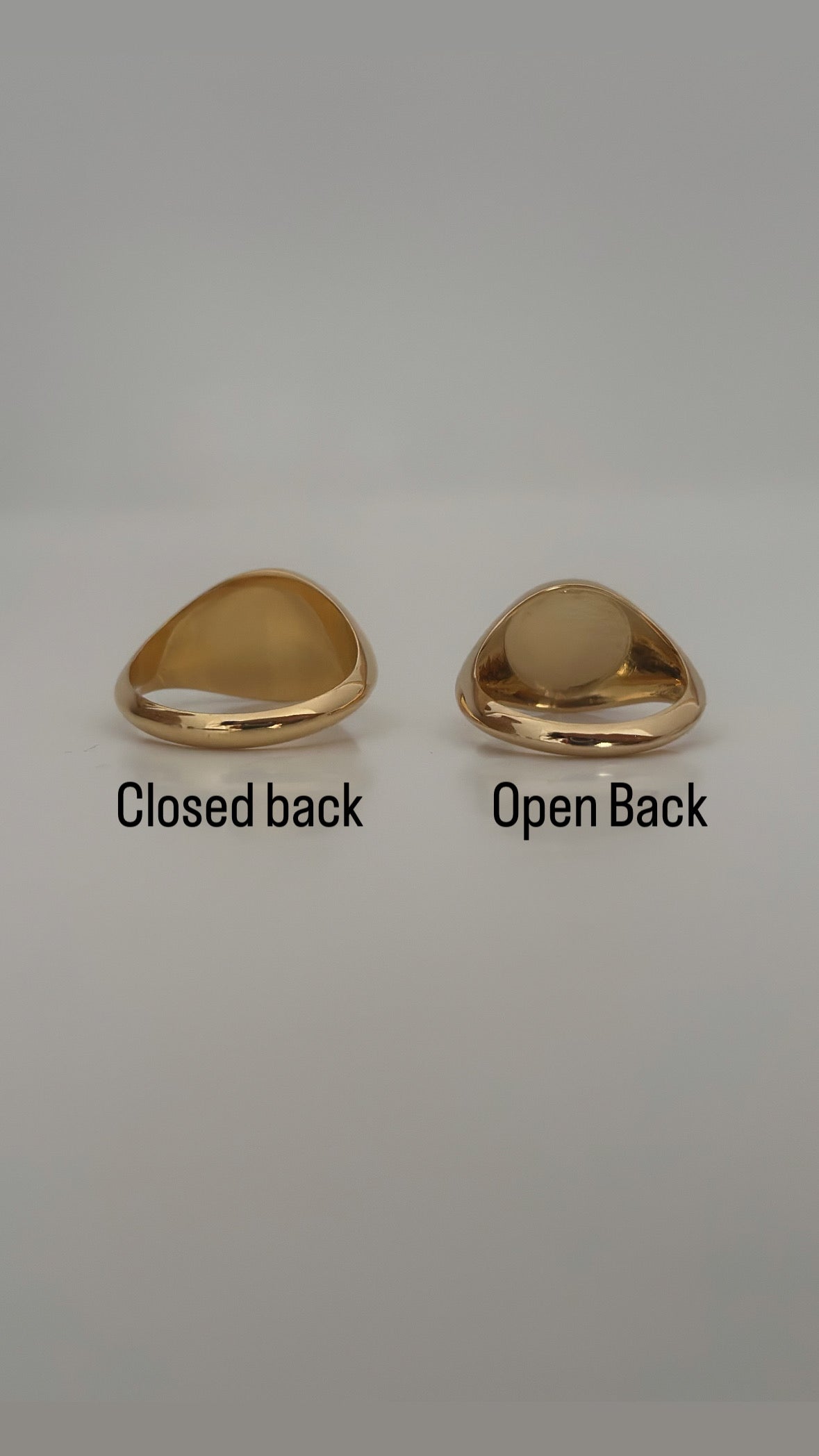 Womens signet ring handcrafted in 18k solid gold with an open or a closed back | Ella Creations Jewelry