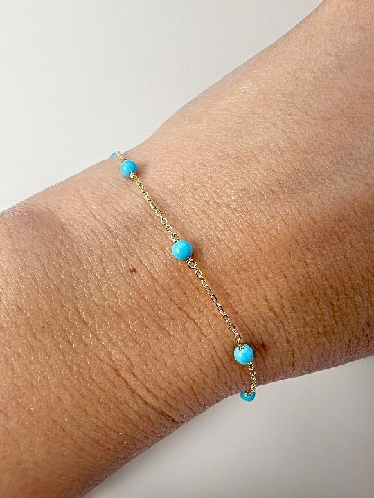 Small Gold Turquoise beads bracelet | Dainty gold bracelet | Ella Creations Jewelry