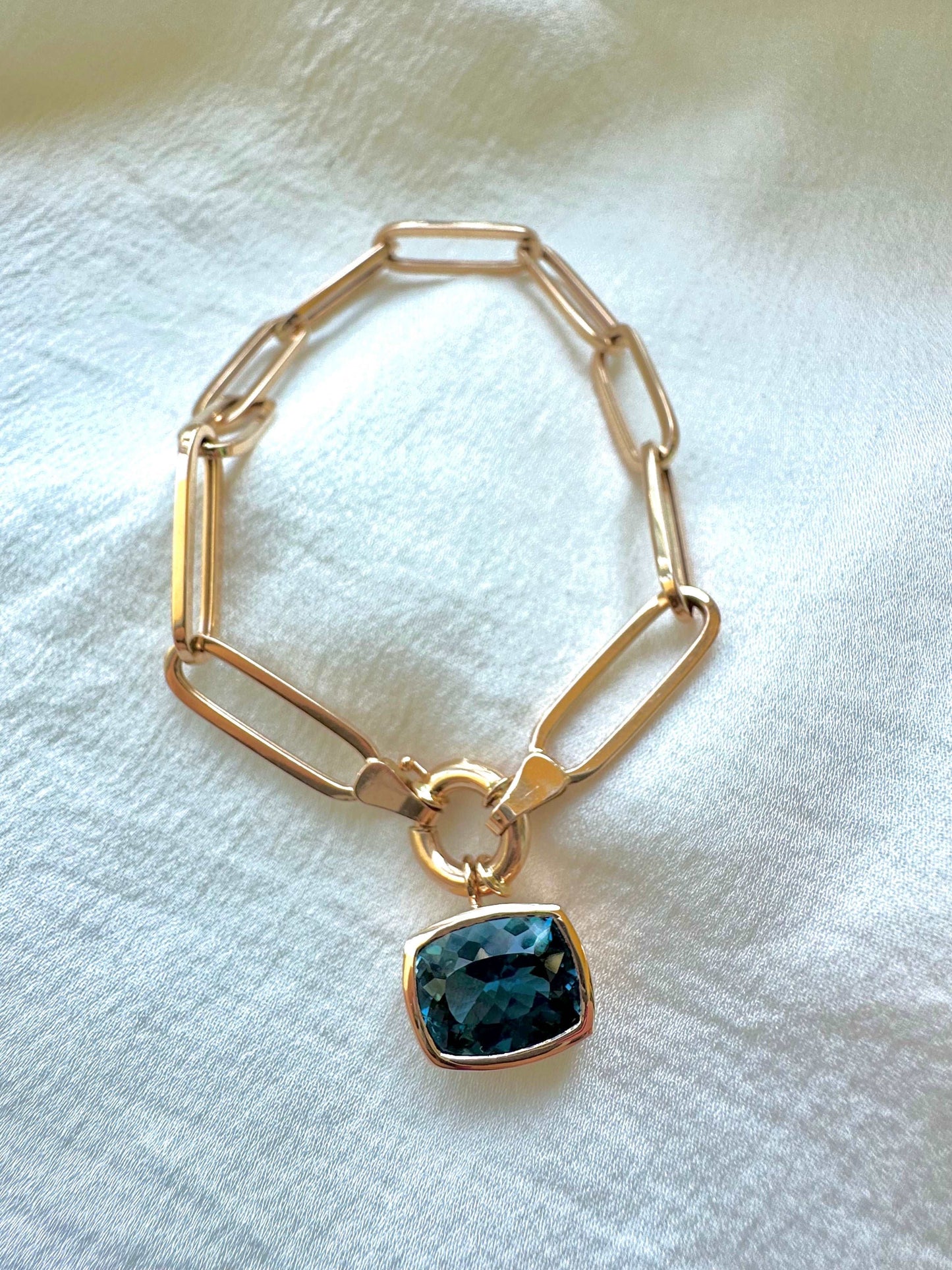 London Blue topaz pendant handcrafted in 18 Karat gold | Ella Creations Jewelry