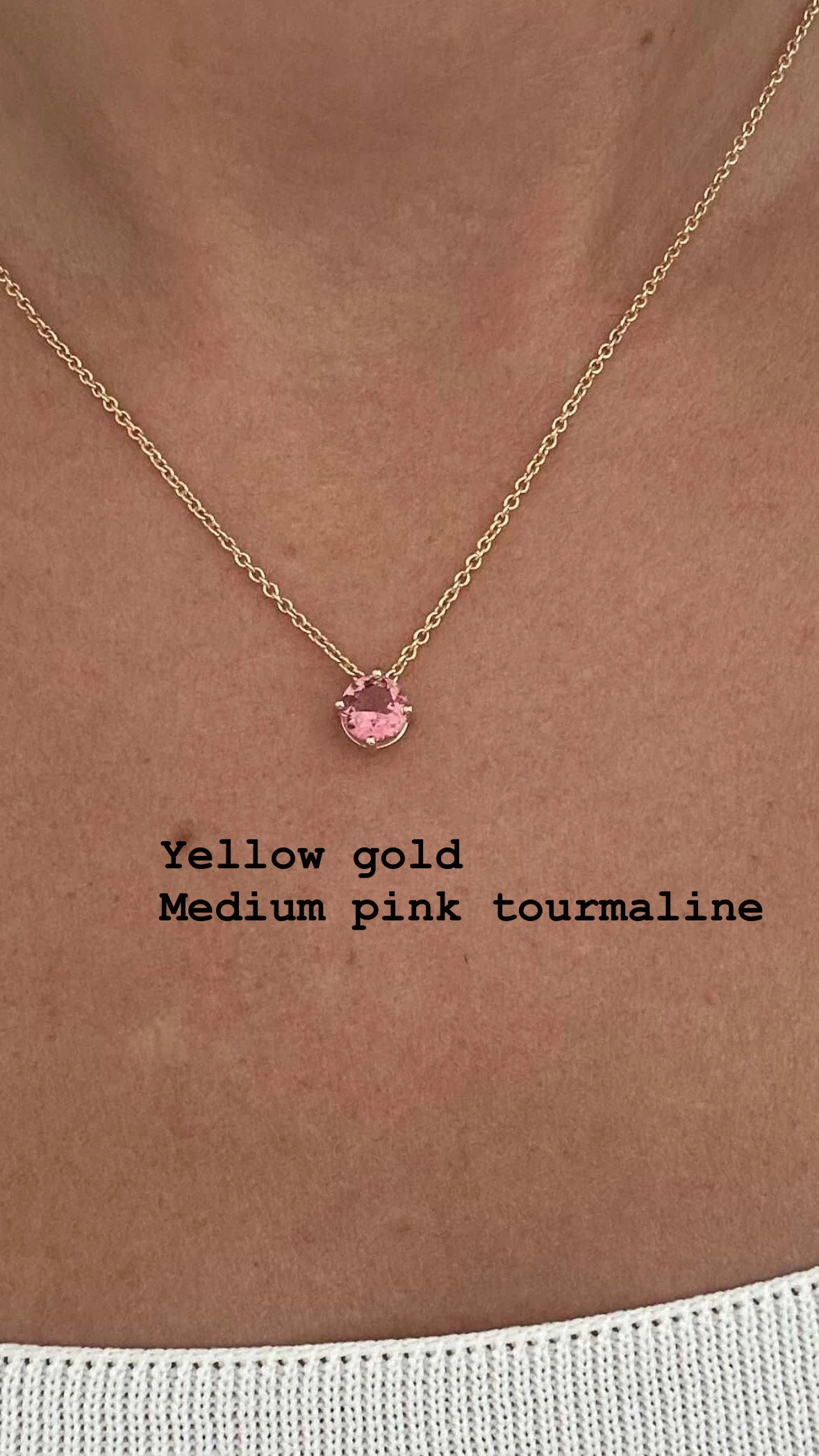 Pink tourmaline pendant necklaces handcrafted in 18 karat gold, you can opt for the standalone pendant or pendant with necklace | Ella Creations Jewelry