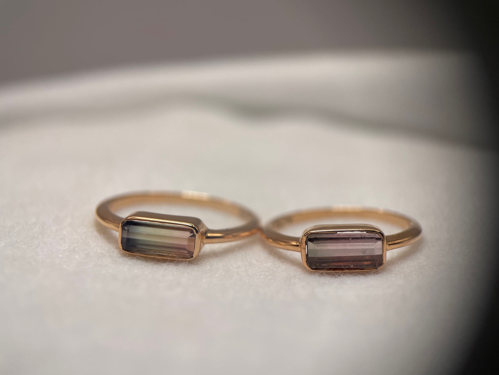 bicolor and watermelon tourmaline dainty ring 6.5US | Ella Creations Jewelry