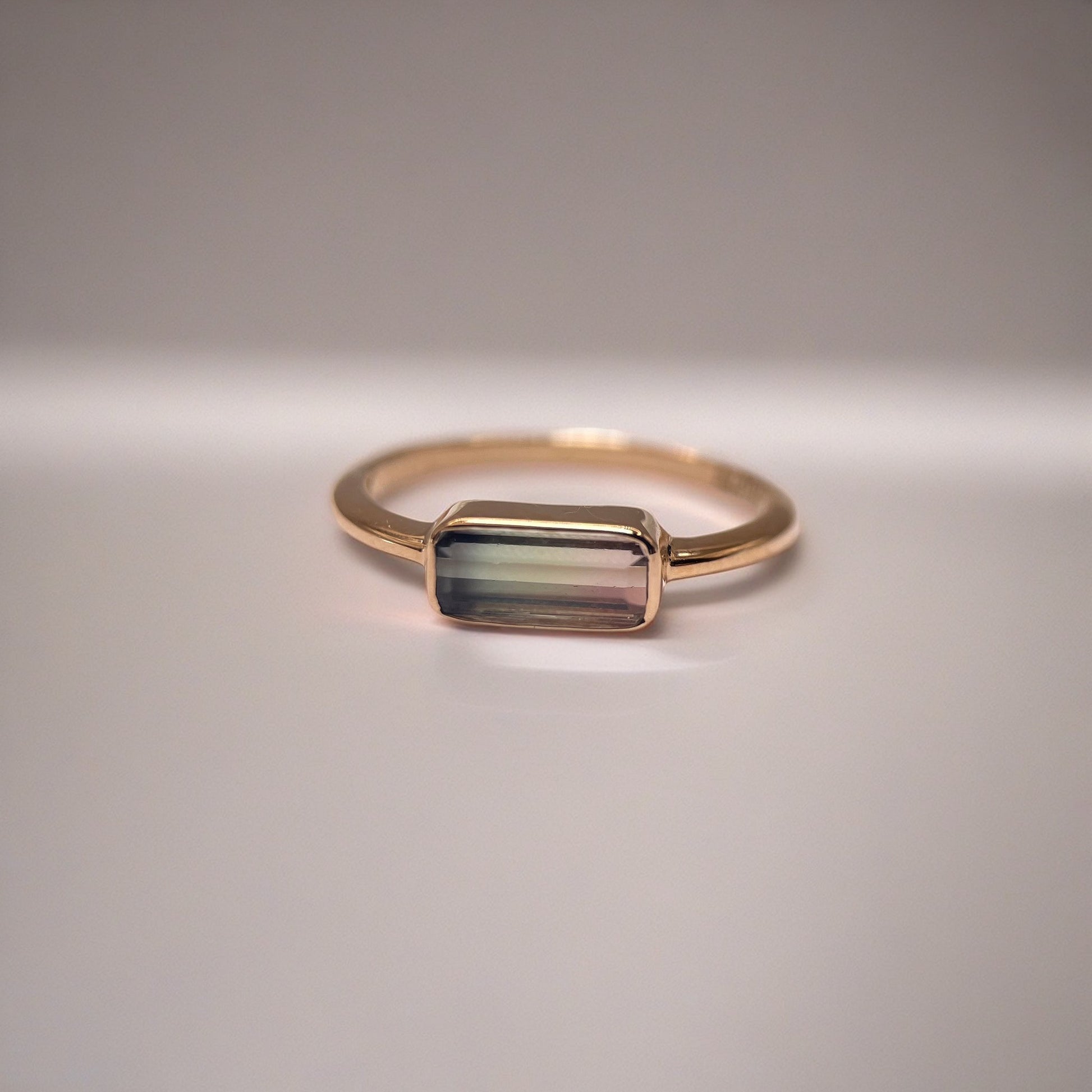 18k rose gold watermelon tourmaline ring available in size 6.5 US | Ella Creations Jewelry