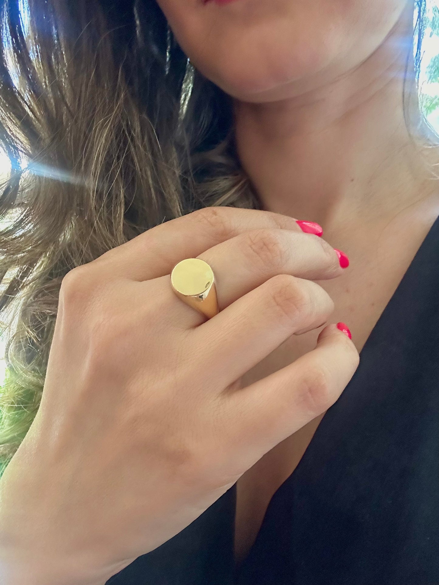 Womens Signet Ring, solid yellow 18k gold and can be customized in othe gold finishes | Ella Creations Jewelry