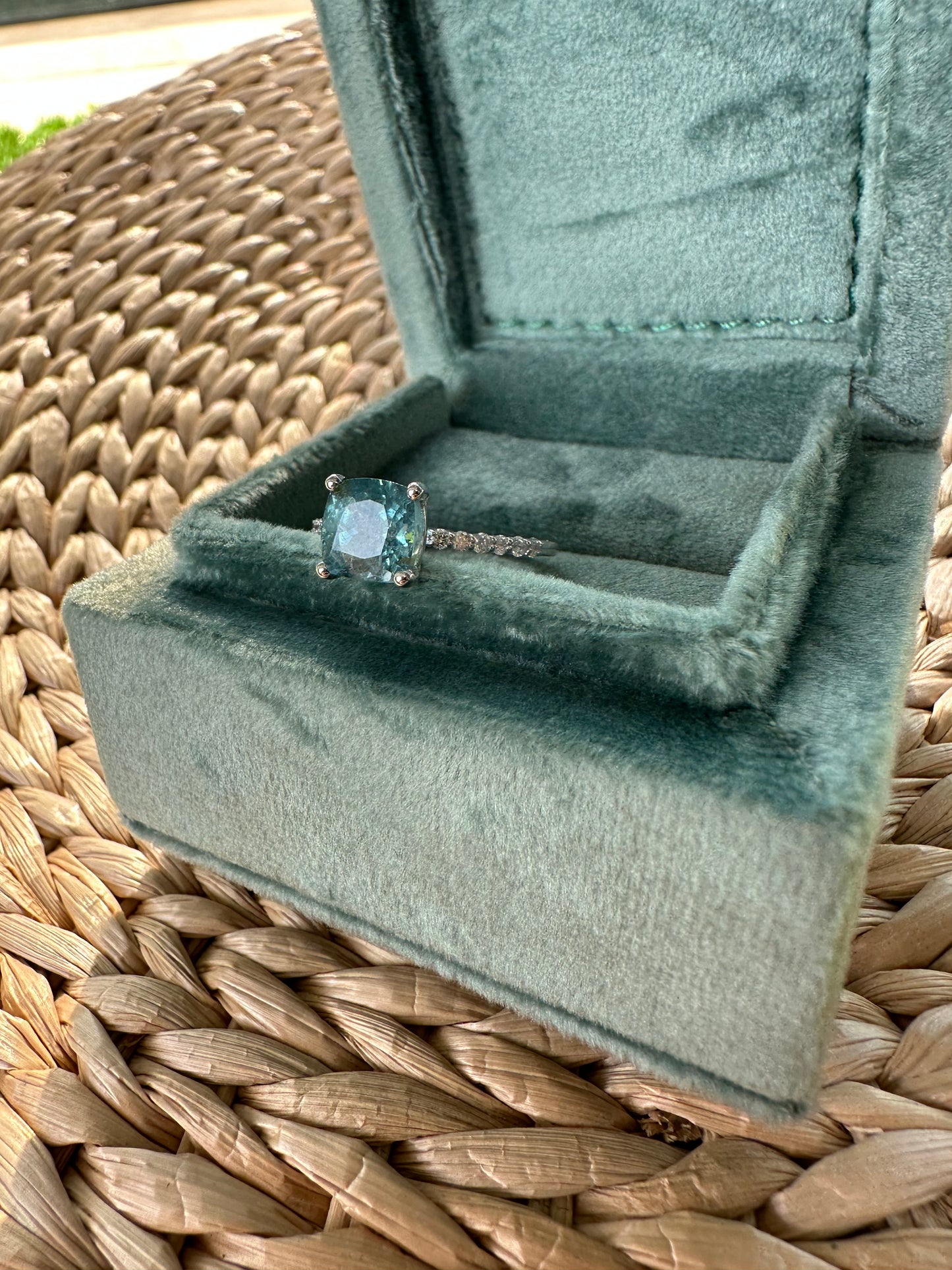 Natural Blue tourmaline ring 18KT white gold - Ella Creations Jewelry