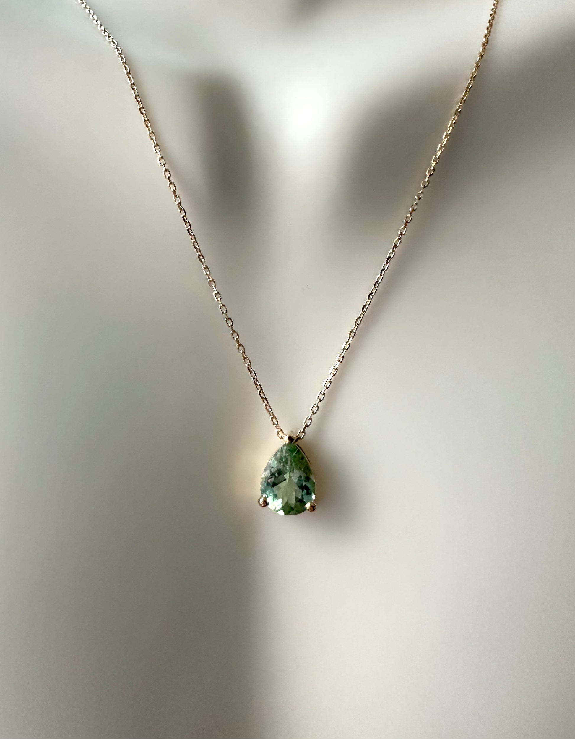 Green pear tourmaline necklace - Ella Creations Jewelry